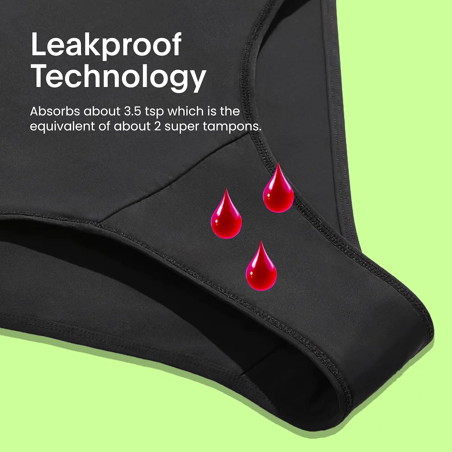 ANXINGJU Kt Teen Period Swim Sport One-Piece - Period Swimwear for Teens - Black (Black,Large) image number 5