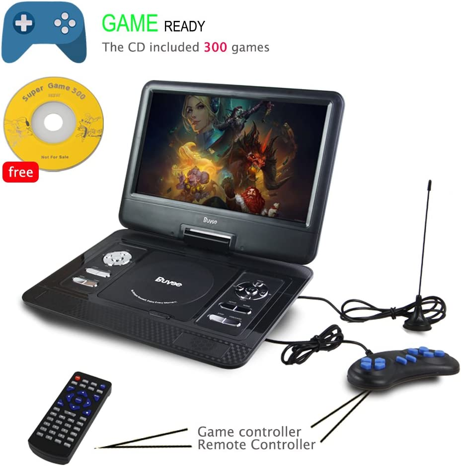 Portable DVD Player, Buyee 13.3'' Portable in Car DVD + ATV Player 270&deg; Swivel Screen USB SD + Free 300 Games CD (Black) image number 3
