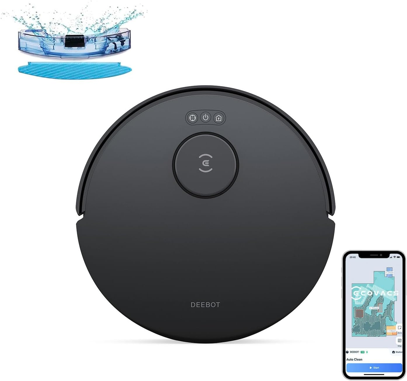ECOVACS DEEBOT N20 Robot Vacuum Cleaner and Mop,8000Pa Strong Suction, Zerotangle Brush, 300 Minutes Runtime,Truemapping Intelligent Path Planning image number 5