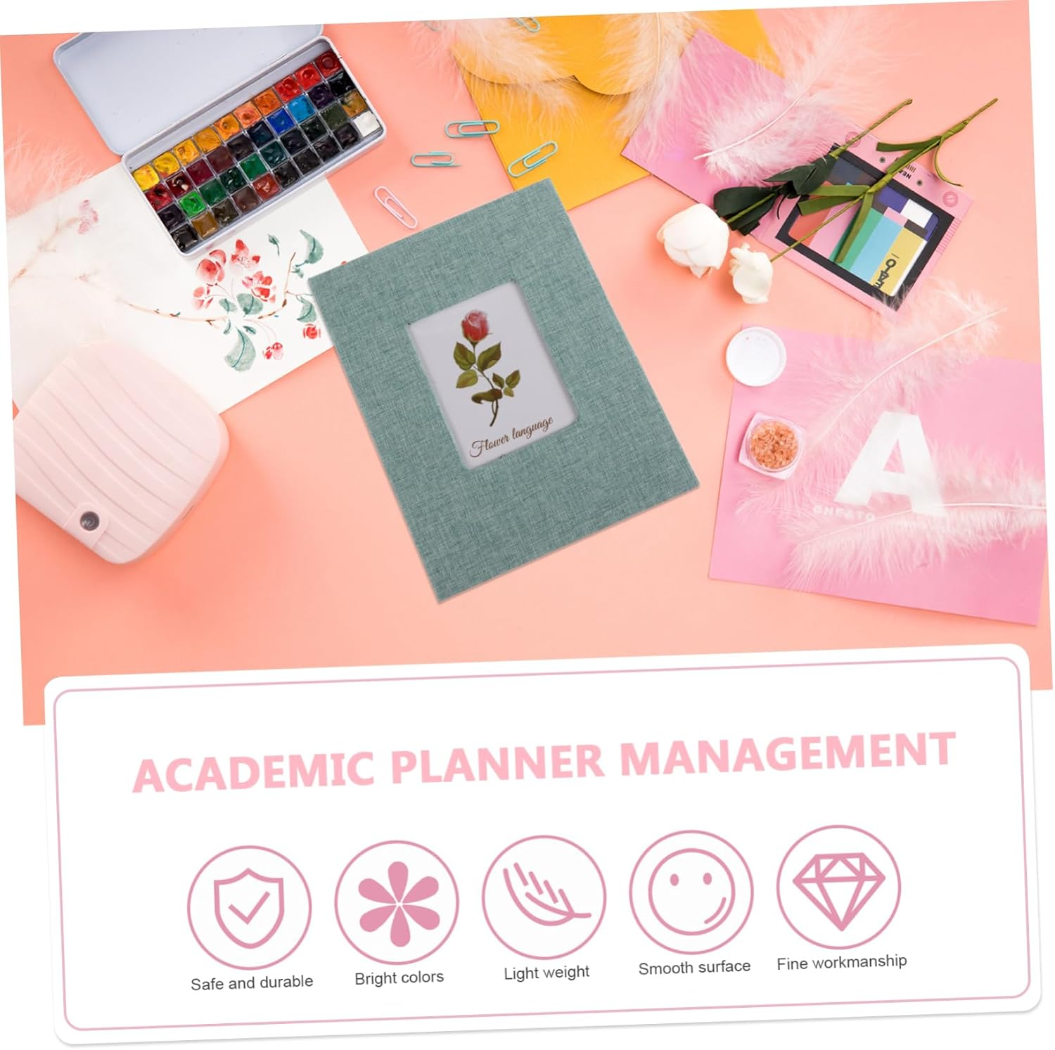 Pictures Book Album for Boy Photo Album for Growth Record Green Cover White Pages Keepsake For image number 5