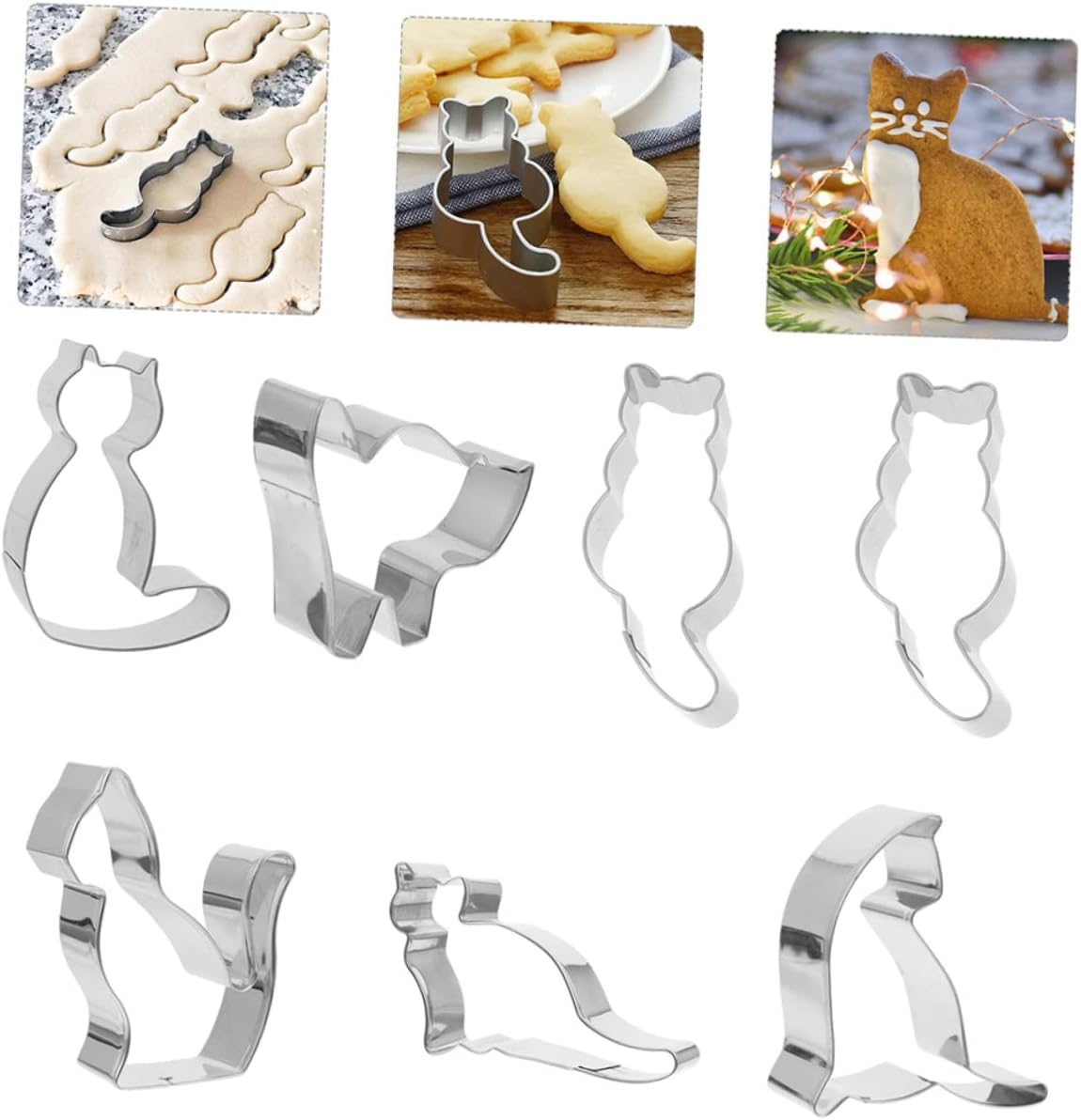 STOBAZA 8Pcs Cat Cookie Cutter Biscuit Cutters in Cat Shape Baking Tool for Lovers to Create Themed Cookies Random Style image number 6