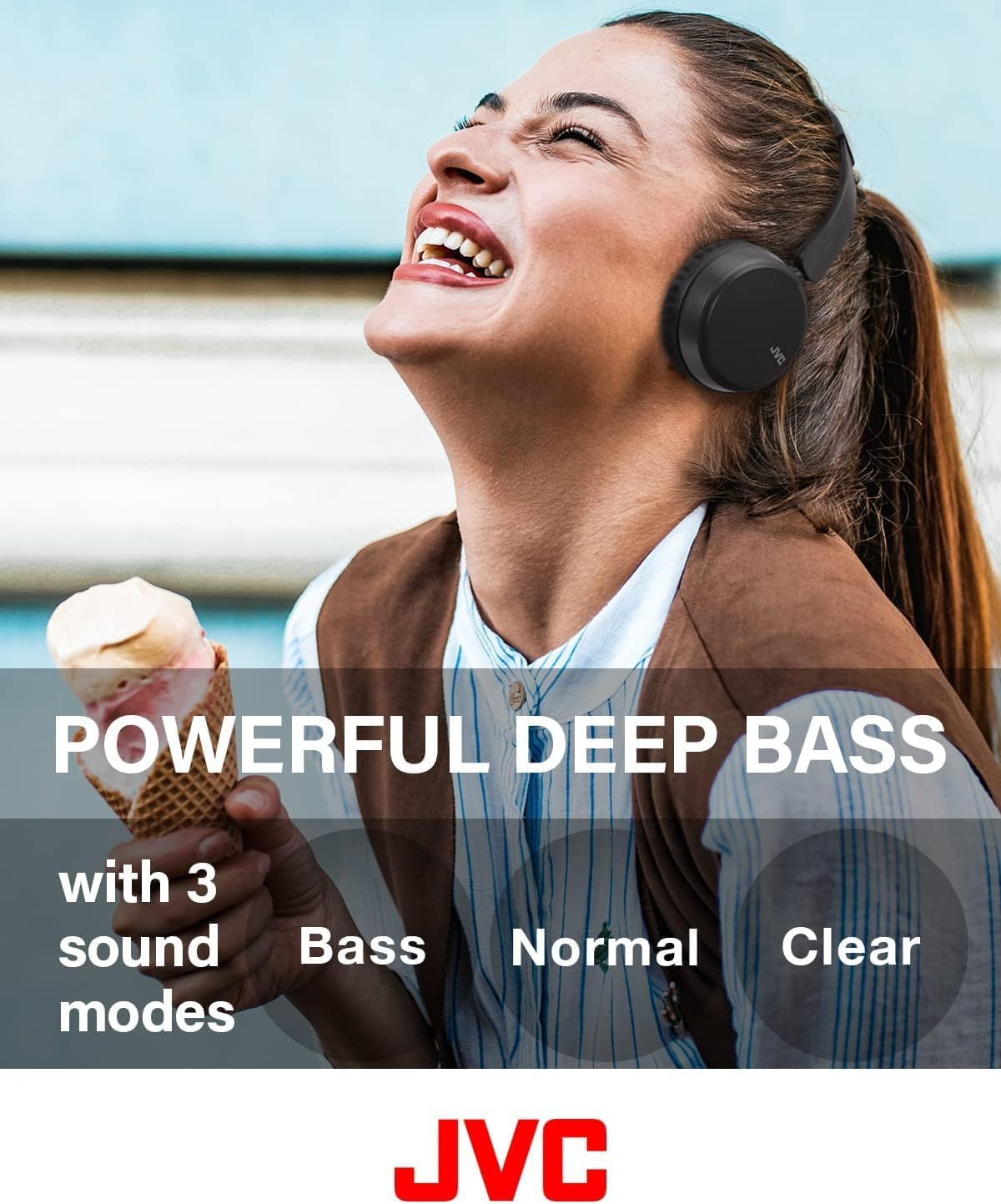 JVC Deep Bass Wireless Headphones, Bluetooth 5.2, Built-In EQ (Bass/Clear/Normal), Multi-Point Connection, Voice Assistant Compatible, 35 Hour Battery Life - HA-Z37W-A (Blue) - White image number 4