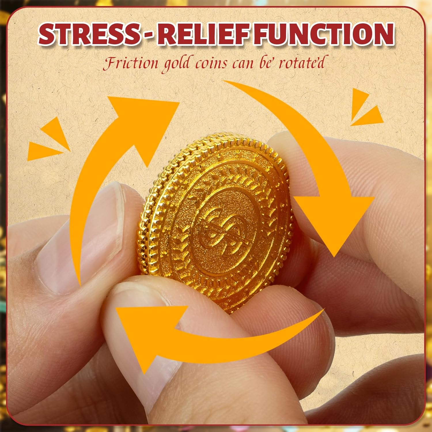 Byhoo 50 PCS Metal Gold Coins,Dnd Pirate Coins, Stress Relief Tool,With Velvet Drawstring Pouch for Board Games, Role - Playing, Treasure Hunts,Pirate Adventure Themed Play Favor image number 3