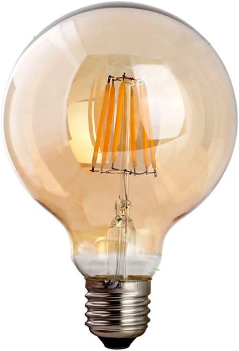 Ledsone, Vintage Light Bulb E27 Screw LED Edison Bulb 8W (60W Equilavent) G95 Edison Screw Light Bulbs,Warm White 2700K ES LED Filament Globe Bulb Antique Style Retro Amber Glass Screw Lamp,450Lm image number 1