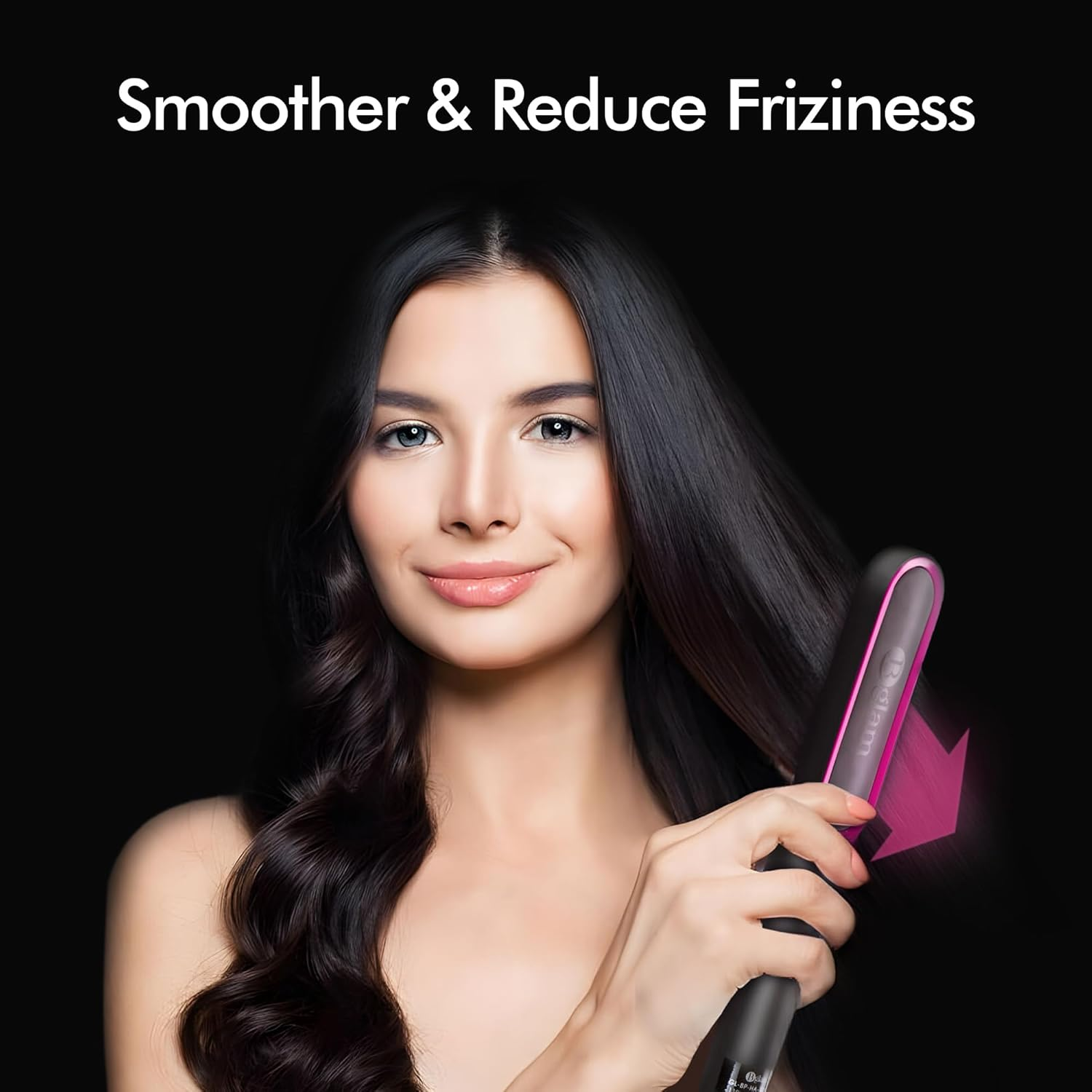 Hair Straightener Brush, Anti-Scald Straightening Comb for Women, Fast-Heating Ionic Hair Tool with 6 Adjustable Heat Temps Control, 30S Quick Heat up & 20-Minute Auto-Off Safety Feature, Black image number 1