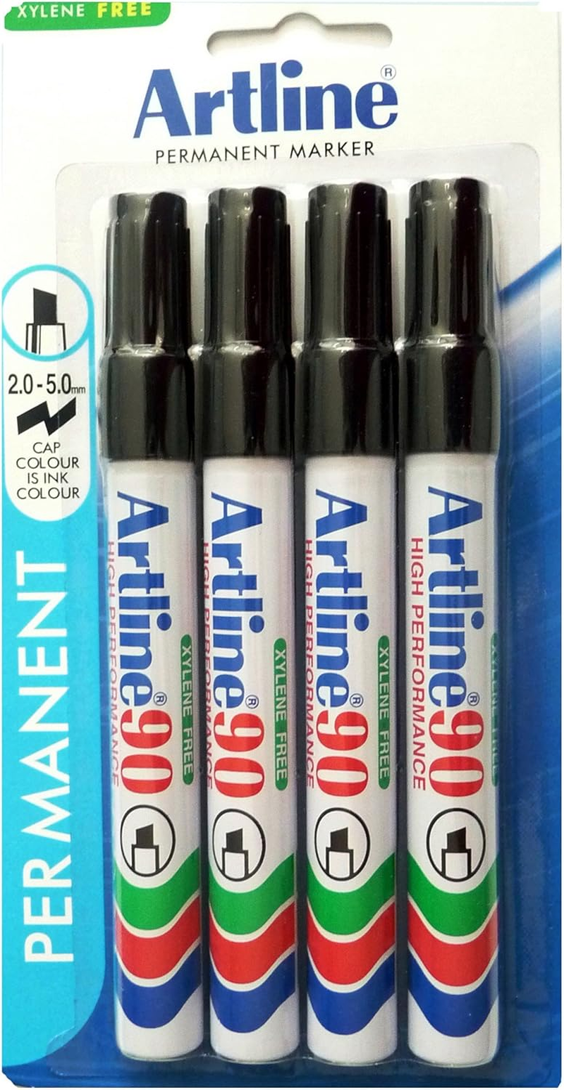 Artline 90, 109067, Permanent Marker, Hangsell, Chisel Nib, 5Mm, Black, 2 Pack image number 1