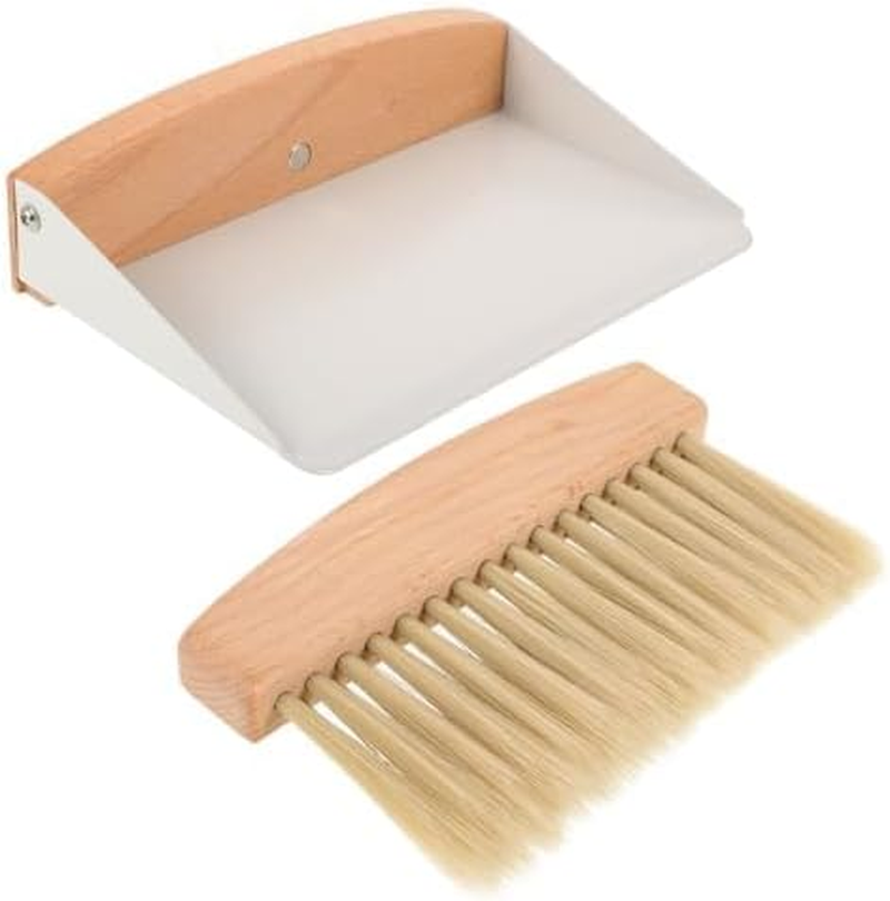 2Pcs Mini Dustpan and Brush, Wood Hand Broom Dustpan Set for Table Desk Countertop Dog or Pets Nest Cage Cleaning