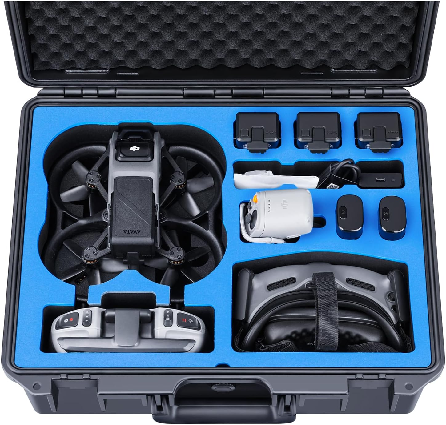 Lykus Titan AT110 Waterproof Hard Case for DJI Avata, Goggles 2/Goggles Integra, and FPV Remote Controller, Support up to 9 Avata Batteries and 3 Goggles Batteries [CASE ONLY], Black, 42.5X34.5X18 Cm, image number 6