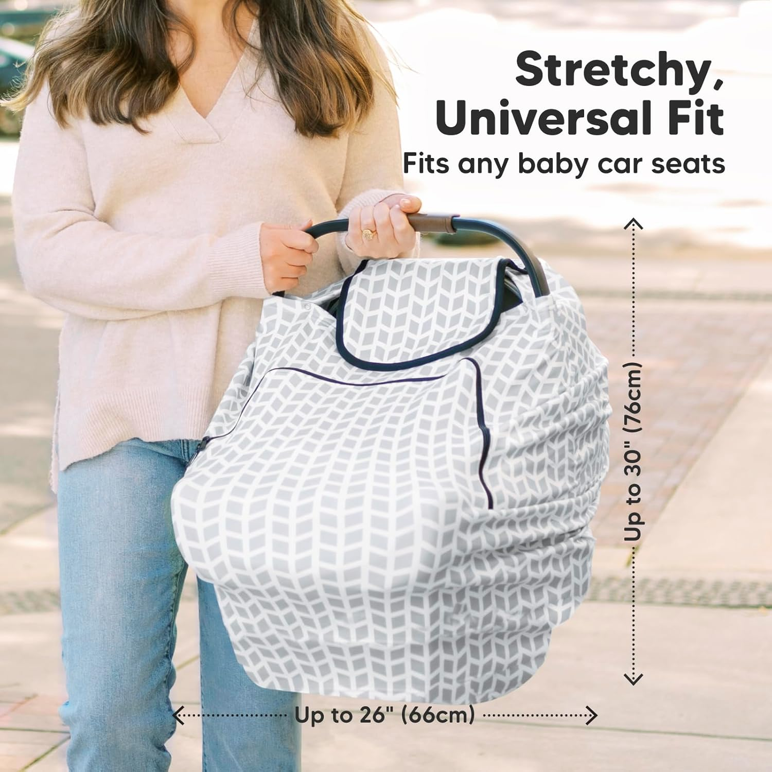 Car Seat Cover for Babies - Breathable Baby Car Seat Canopy for Spring, Autumn, Winter, Universal Stretch Fit Carseat Covers for Babies, Boys, Girls, Multi-Use Nursing Cover for Breastfeeding (Kite) - Kite image number 4