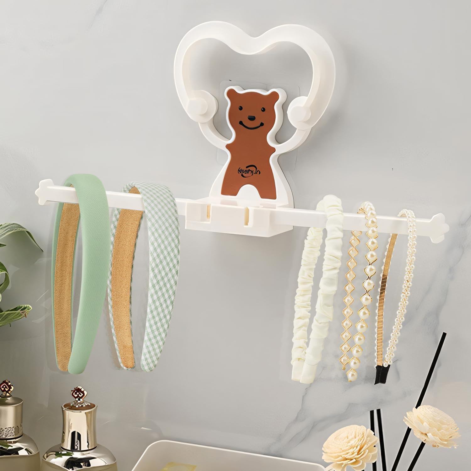 Fashion Headbands for Women Girls Headbands Set, 5Pcs Pearl Headband Floral Head Bands Padded Headbands for Women Vintage Wide Headband (Green) image number 3