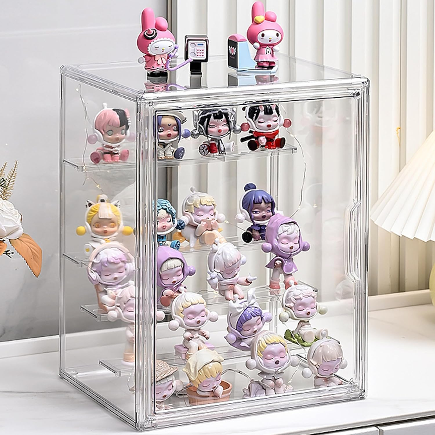 Pacify Acrylic Display Case for Collectibles, 5-Layer Stackable Clear Acrylic Box with Magnetic Lid & Movable Panels for Le-Go Pop Figure Toys Display Storage image number 3