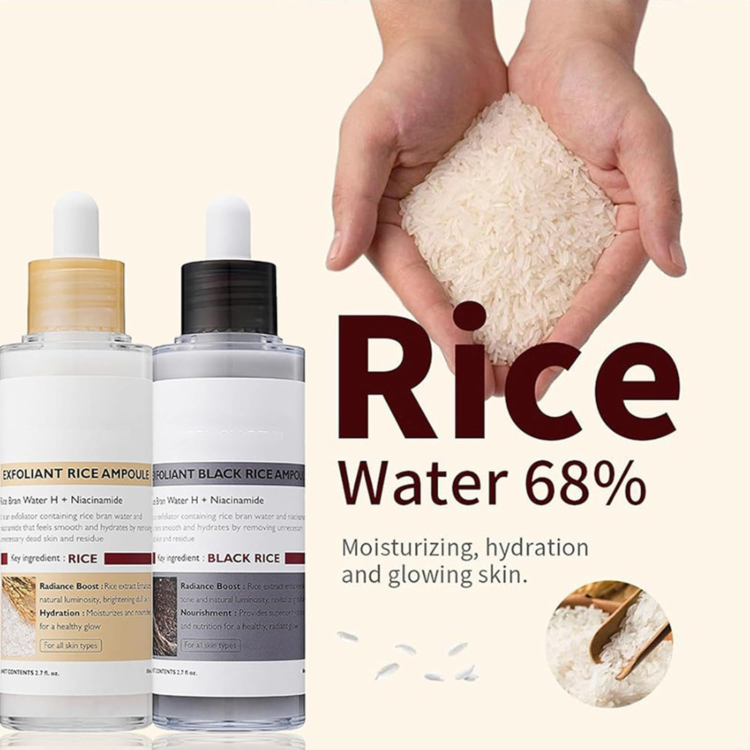 Peel Shot Black and White Rice Set + Calcium Multi Balm Stick for Eyes,Glow Rice Ampoule Duo for Glowing Skin,Gentle Soft Exfoliator with Brightening & Deep Hydration for All Skin Type image number 4