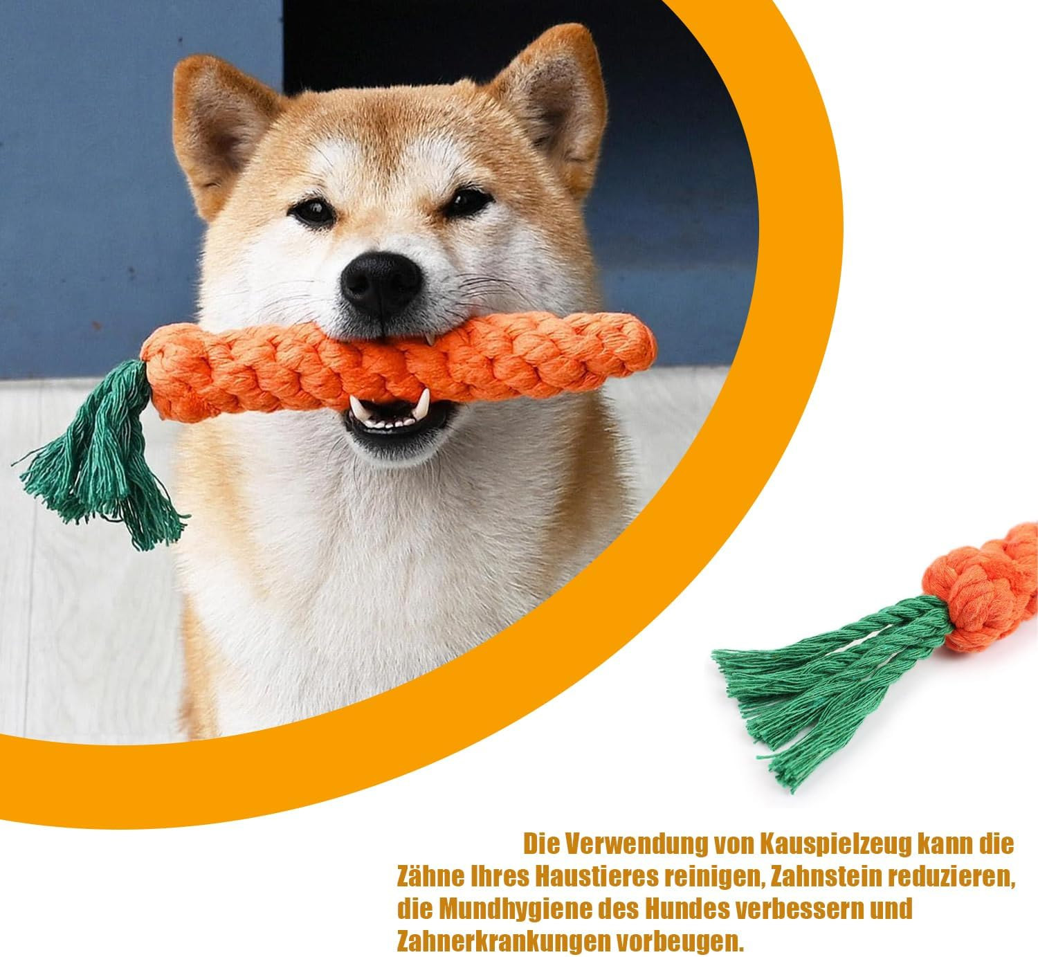 Norhogo Pack of 2 Dog Toys Carrot Chew Toy for Puppies, Puppy Carrot Rope Toy Braided for Teeth Cleaning, Interactive Dog Toy, Dog Toy for Small Medium Puppies image number 5