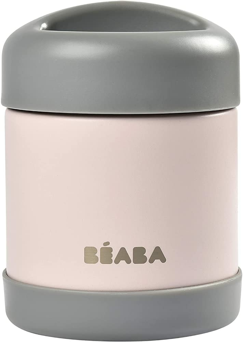 BEABA 500Ml Insulated Food Flask for Hot & Cold Meals - 100% Airtight Stainless Steel Thermo Food Jar for Baby, Kids & Travel, Thermal Double-Layer Hot Food Container (Light Pink/Night Blue)