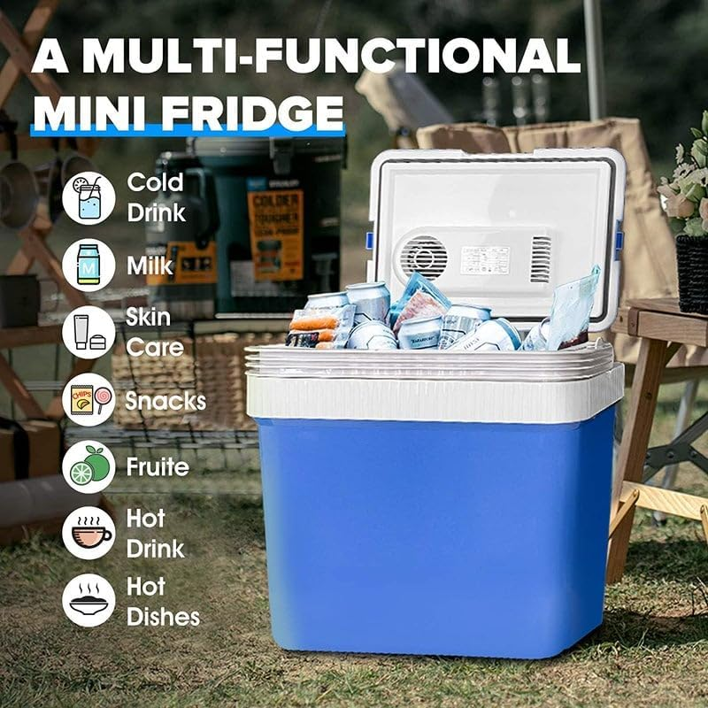 Mini Fridge Electric Cooler and Warmer Car- 12V DC Electric Cooler Car Refrigerator with Automatic Locking Handle, 24L Portable Car Fridge for Travel and Camping image number 2