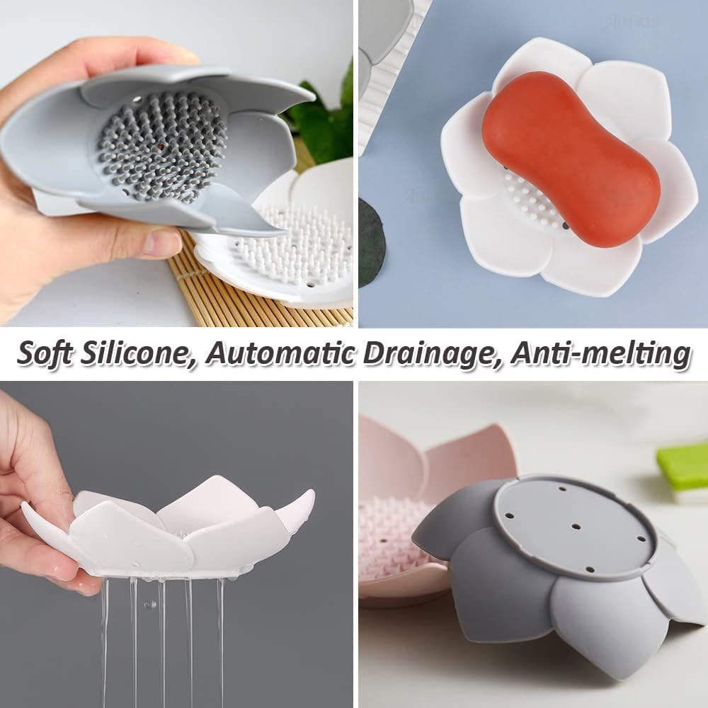 Custelen 2-Pack Silicone Soap Dishes with Draining - for Shower, Sink, and Bathtub | Extend Soap Life image number 6