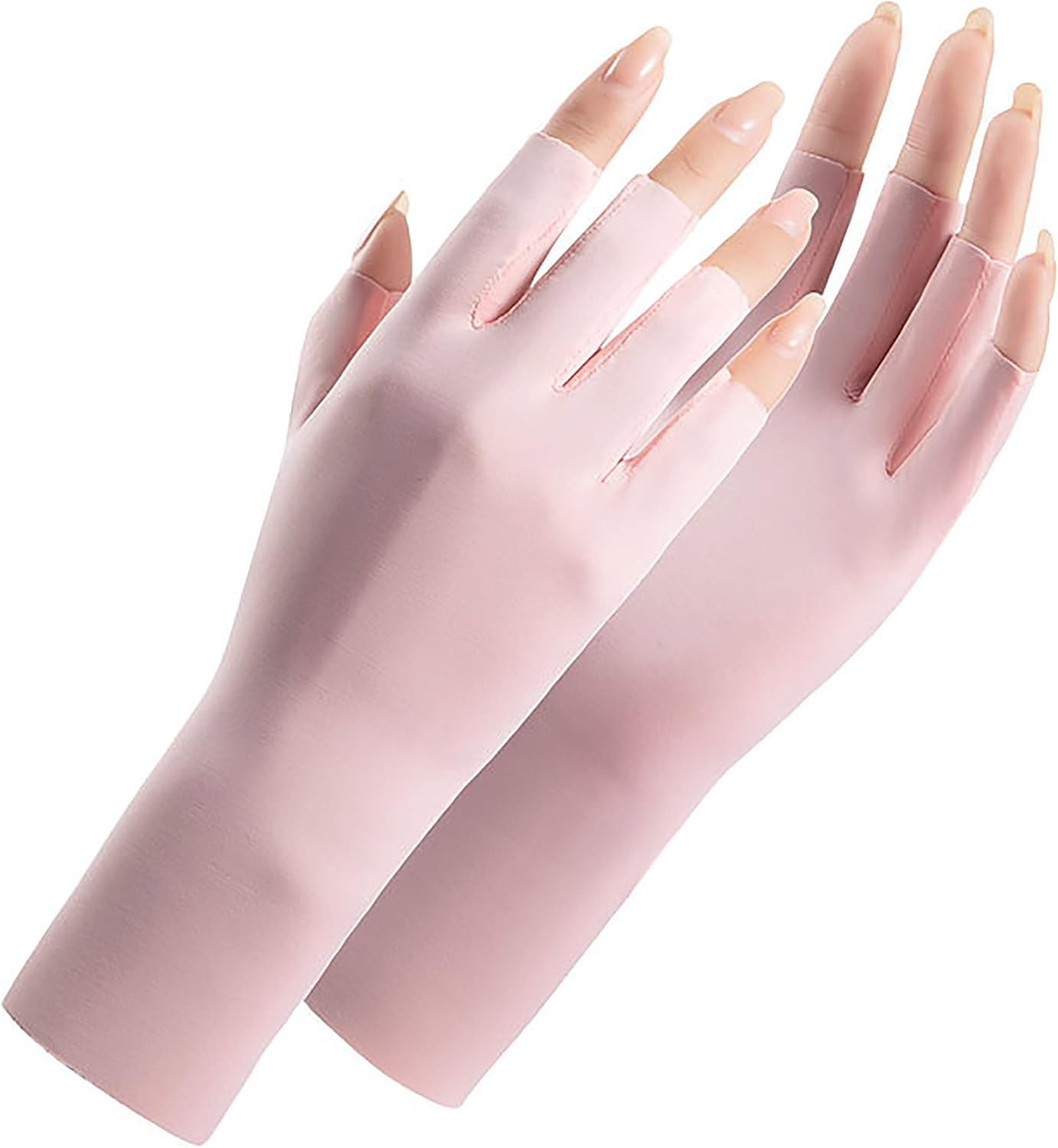 Women Fingerless Gloves Summer UV Protection Gloves Cool Ice Silk Gloves Sun Block Driving Gloves Unisex
