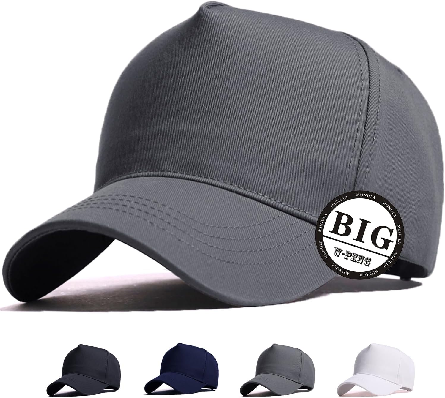 Oversize XXL High Crown Baseball Cap Big Head Hats for Men Dad Hat Adjustable Plain Running Cap 23.6"-25.6"