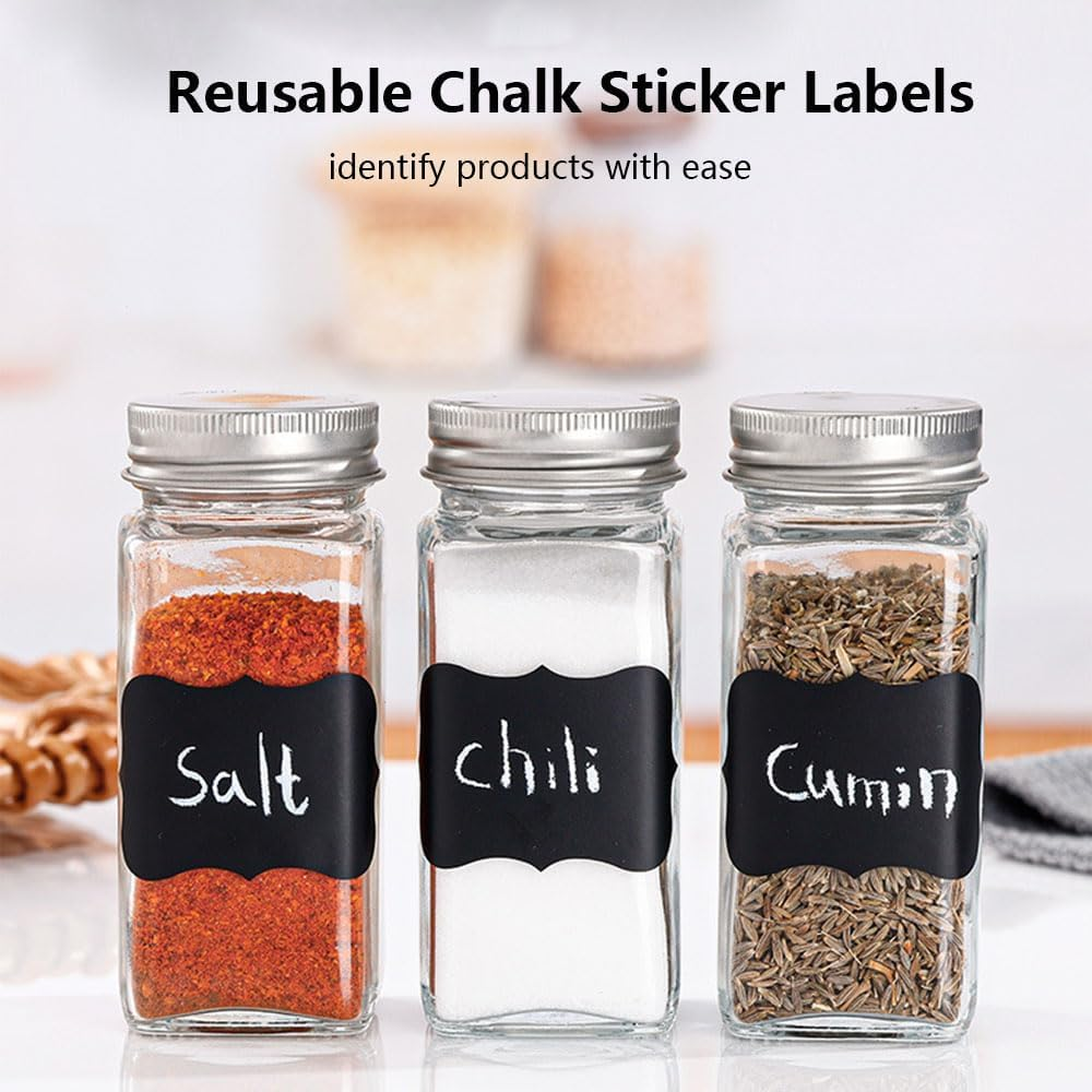 Vekol Chalkboard Labels, 12 Sheets 180 Waterproof Reusable Chalk Sticker Labels for Food Containers, Includes Erasable Liquid Chalk Marker for Mason Jars, Home Kitchen Storage image number 1