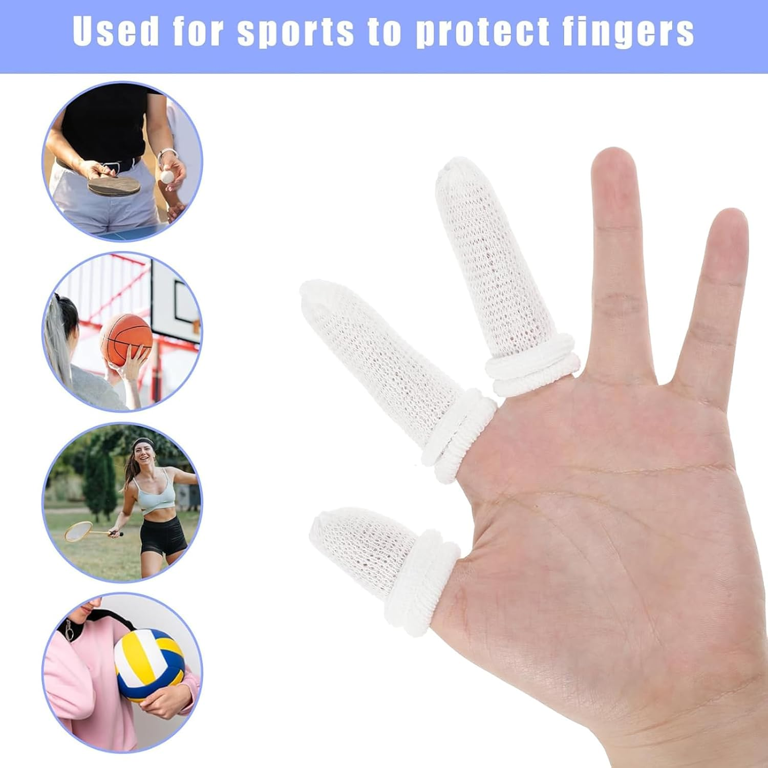 30 Pcs Tubular Finger Bandage Cots, Elastic & Breathable Fingers Protection, Cotton Finger Gauze for Wounds, Gardening, Sports, and Kitchen Use, White image number 6