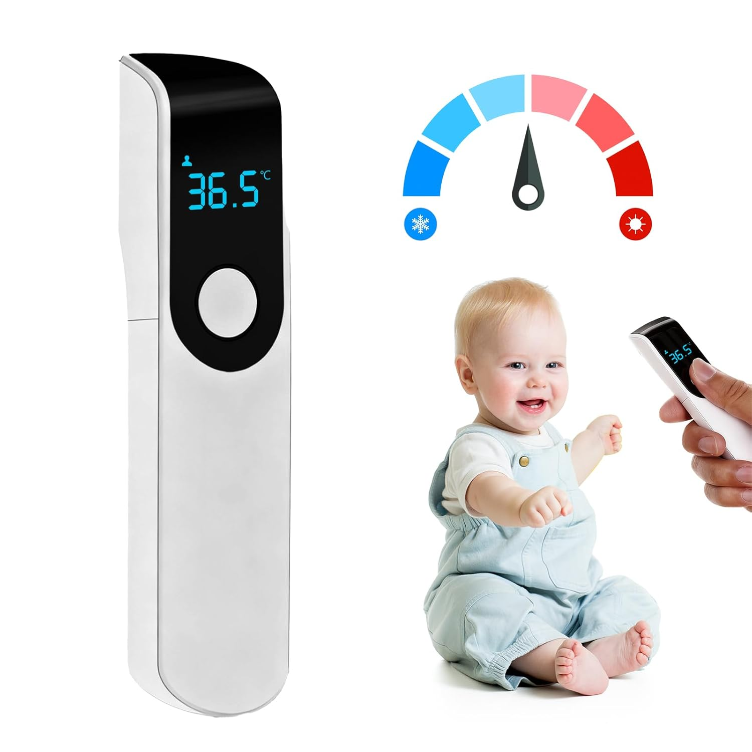 Mini Digital Forehead Thermometer, Non-Contact Infrared Thermometer for Babies Kids & Adults, Fast Accurate Reading with Fever Alarm & LED Display for Body and Object Temperature (White) image number 6