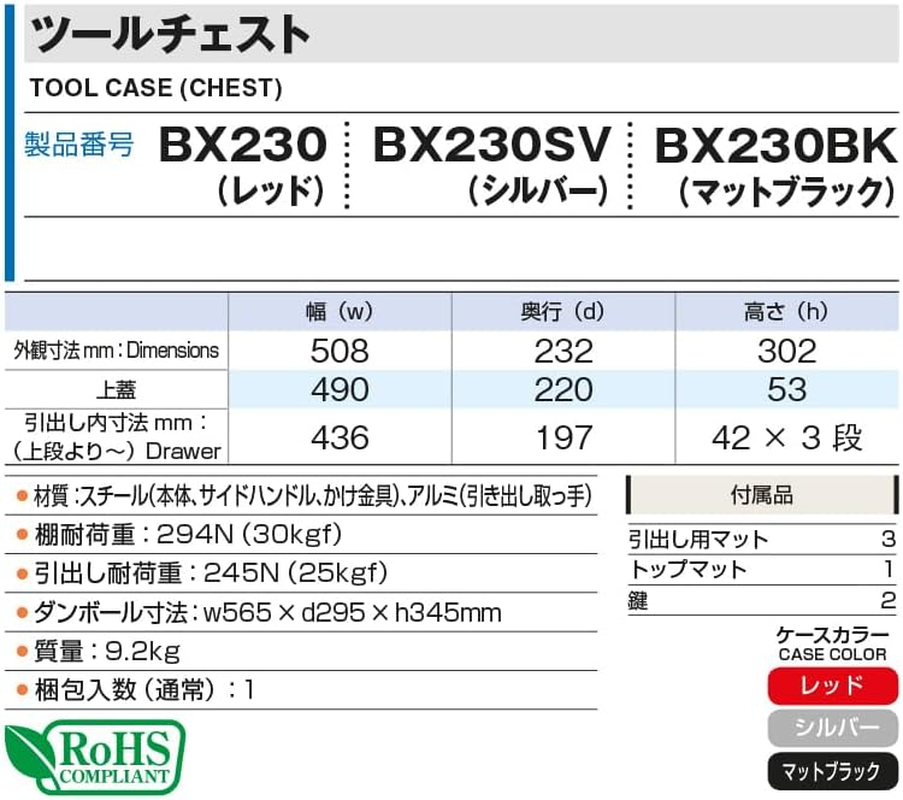 Tone BX230BK Tool Chest, Black image number 2