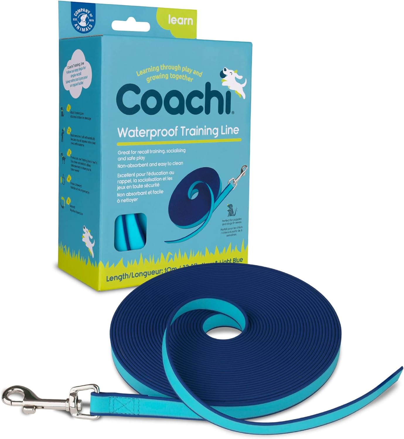 Company of Animals Coachi Waterproof Training Line, Blue, 10 Meter Length image number 1