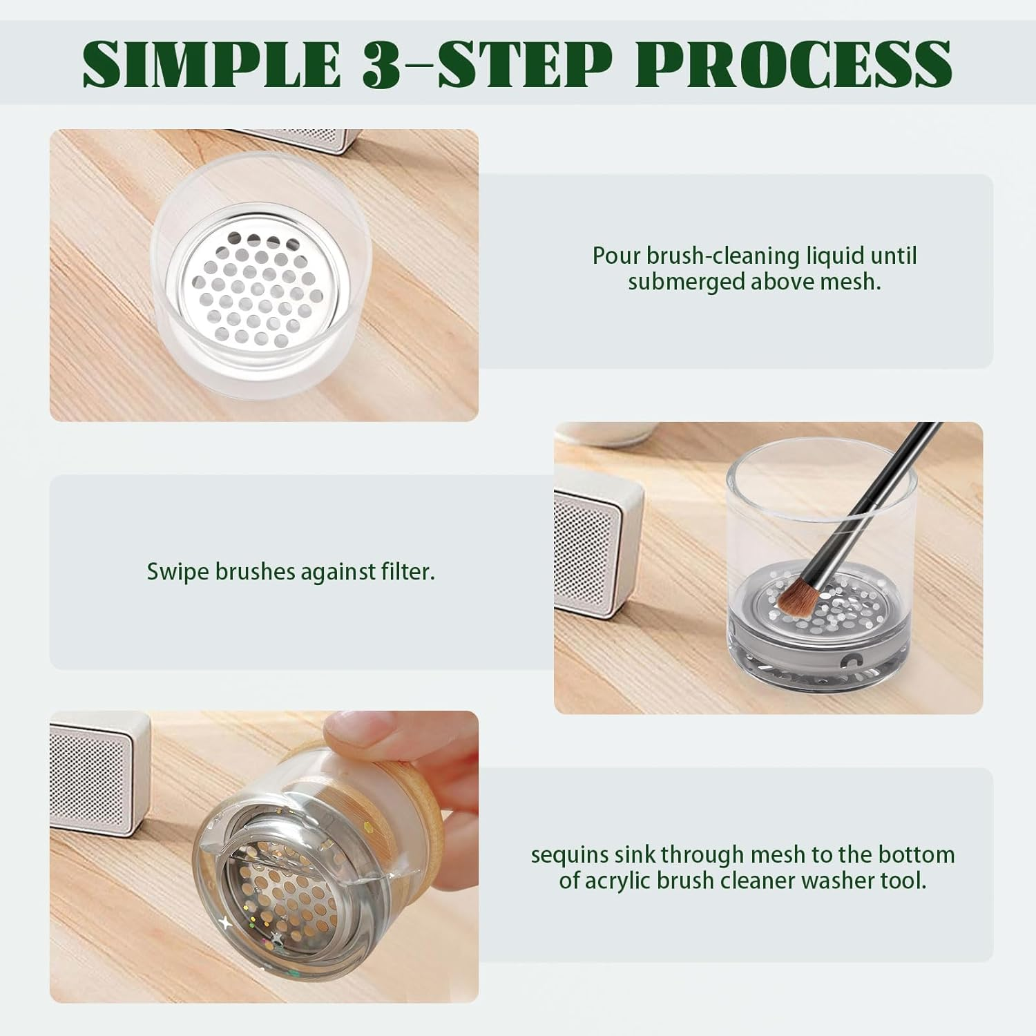 Diakey 4 Pack Acrylic Nail Brush Cleaner Dappen Dish with Lid, Mesh Layered Nail Art Brush Monomer Liquid Wash Cup Glass Removal Jar for Sequins Glitter Powder, 2.2In High - 2.2In High image number 4