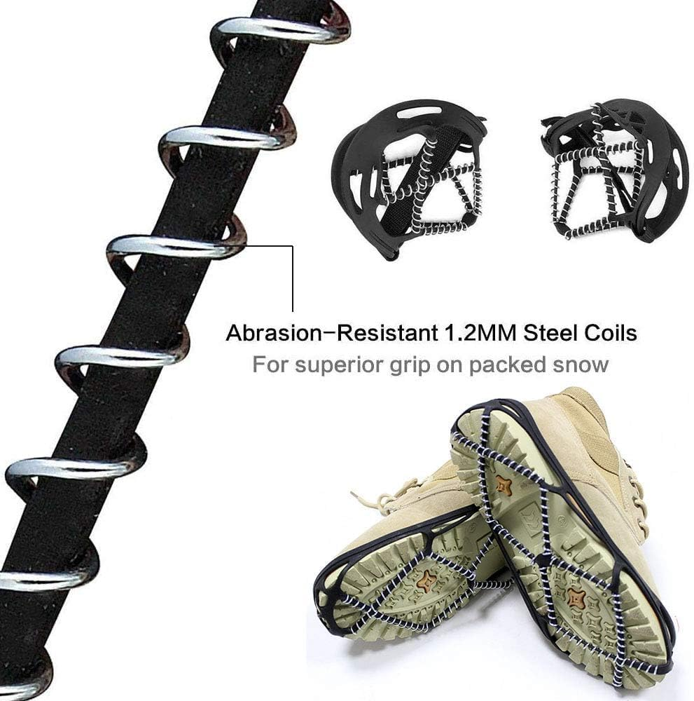 Crampons, Portable Walk Traction Ice Cleats - Non Slip, Break Resistant, Easy to Wear - Ice Spikes Gripper for Walking Hiking on Snow and Ice, Fits for Shoes Boots Etc