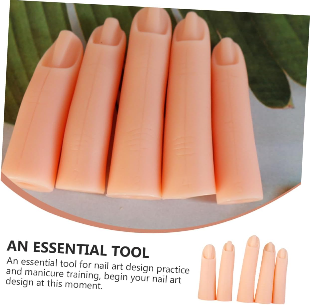 MUSISALY 5Pcs Manicure Practice Fingers Silicone Fake Nails Nail Art Training Hand image number 4