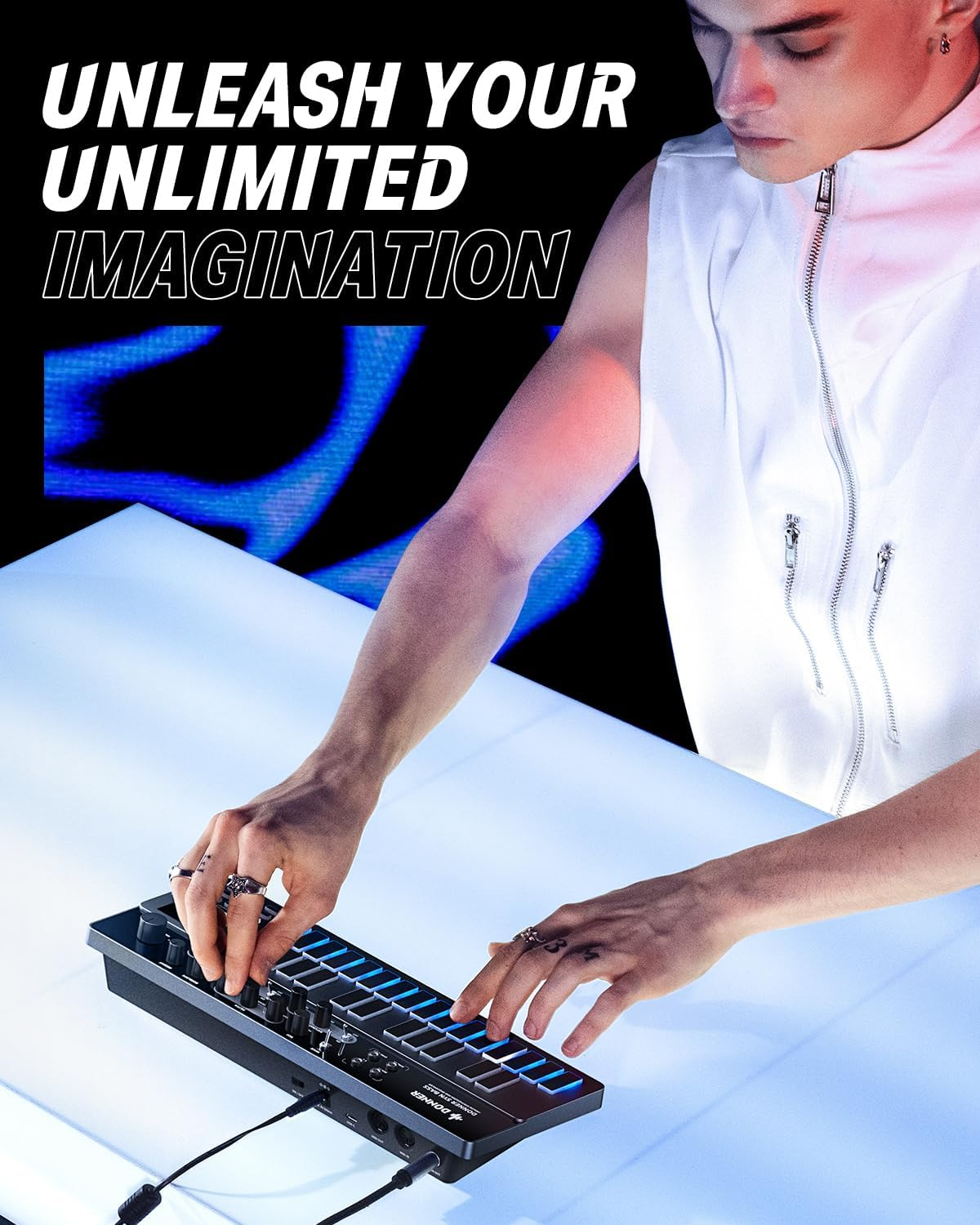 Analogue Bass Synthesizer and Sequencer, Donner Essential B1 with Intuitive User Interface, 128 Pattern Memory, Saturation & Delay Effects, Ideal for Classic Acid Sound image number 2