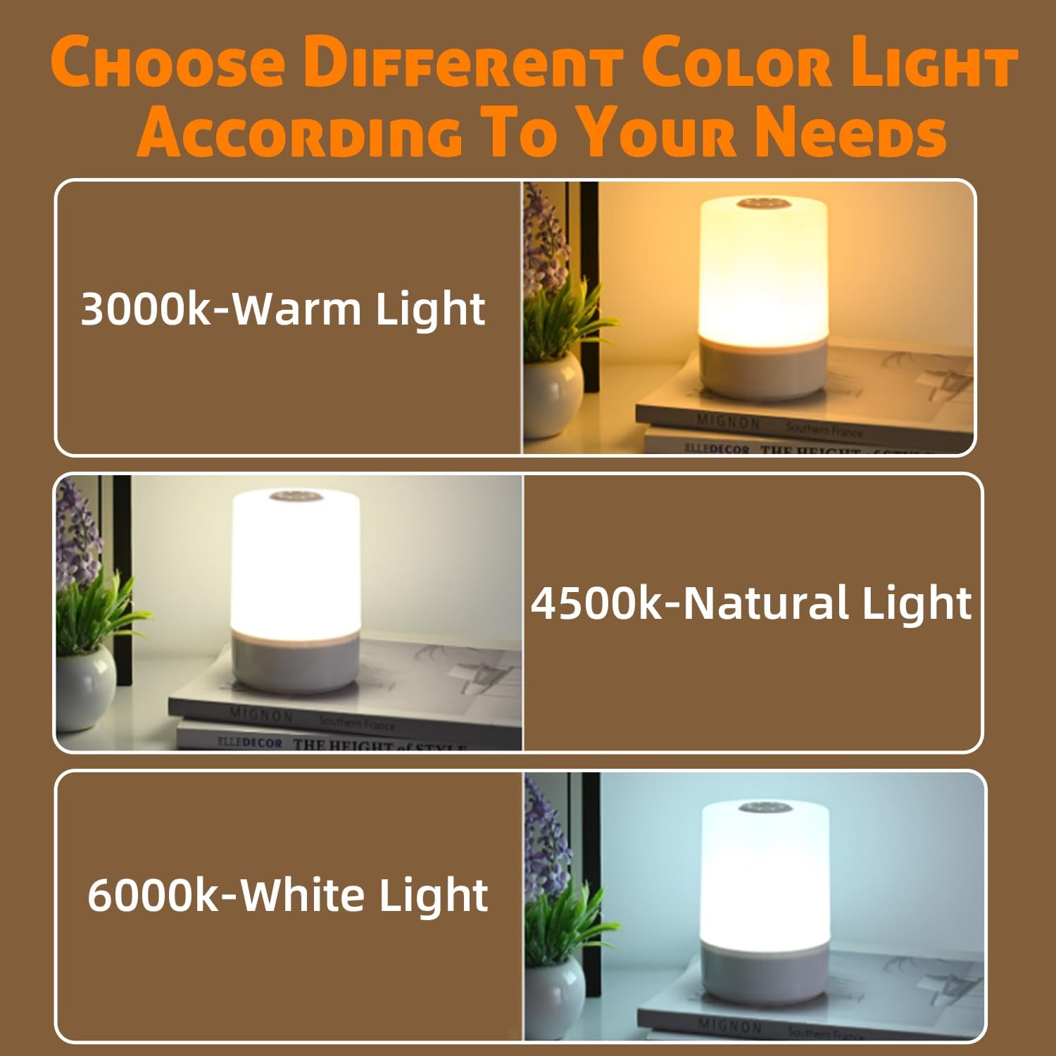 Night Light, Nightlight with Touch Control, Touch Lamp with Stepless Dimming, Nursery Lamp with 3 Colors White/Natural/Warm, Bedside Lamp for Night image number 4