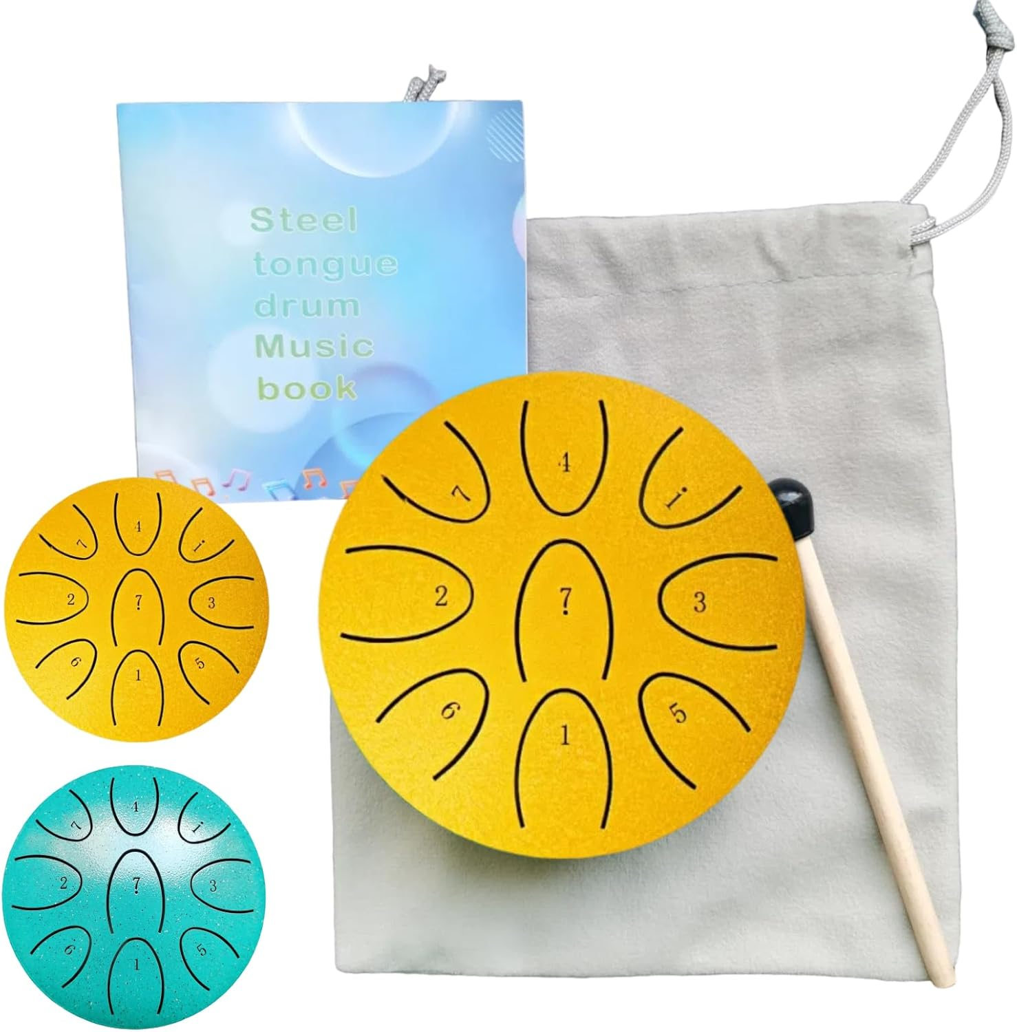 Steel Tongue Drum 9-Note Scale 4-Inch Mini Rain Drum Children'S Instrument Engraved Note Markings for Durability Ideal Children'S Musical Enrichment (GOLDEN) image number 6