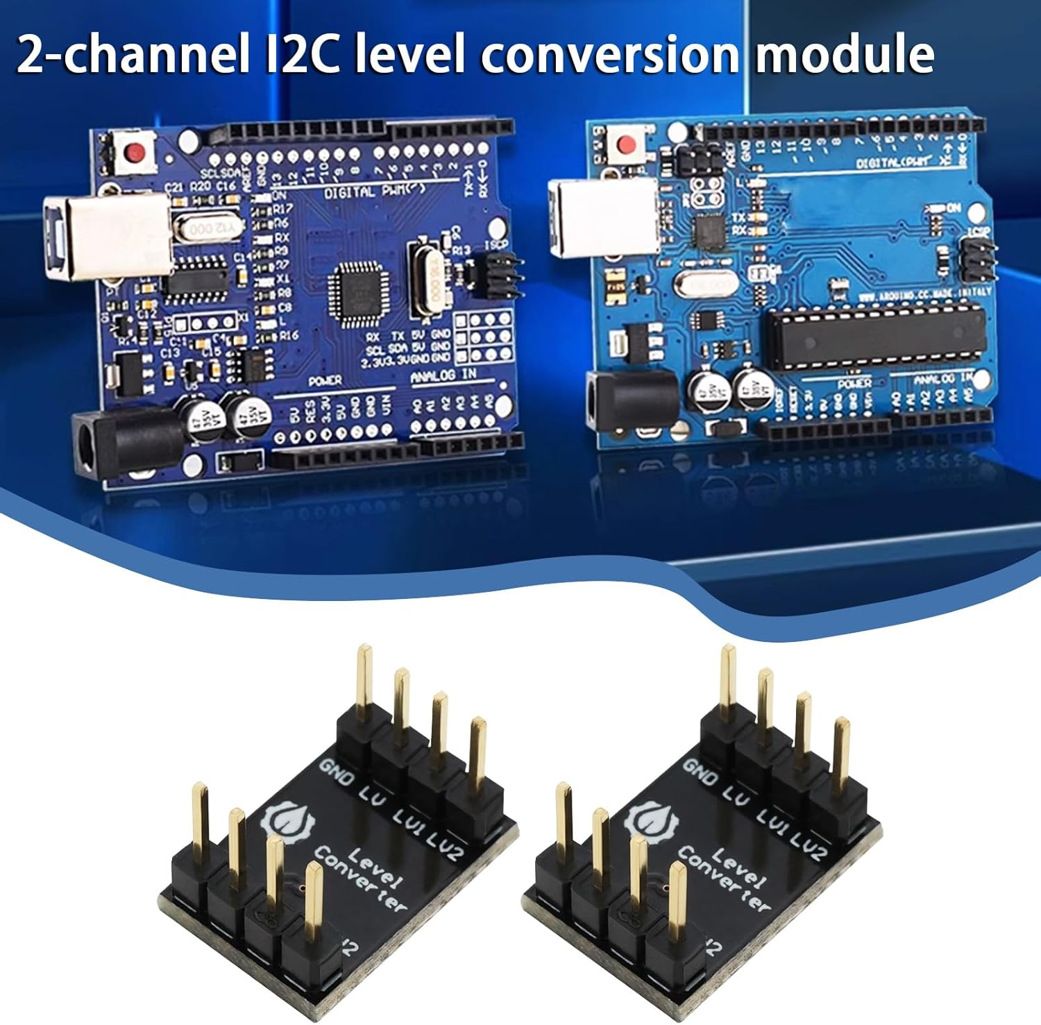 VGOL 4Pcs Logic Level Converter 2 Channel Bi-Directional Shifter I2C 3.3V-5V Compatible with Ard-Uino Nano R3 Compatible with Nano 33 Iot image number 2