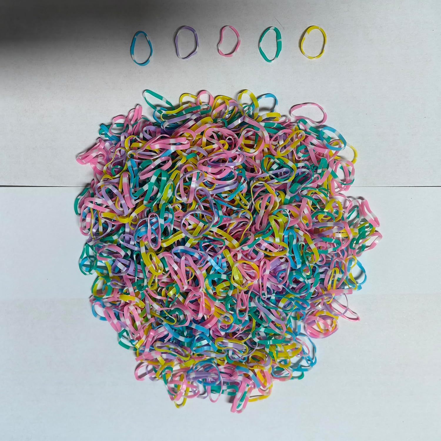 1000 PCS Mini Hair Elastics for Girls Transparent Rubber Bands, Multi Color (Spring Colors with Rectangular Dots) image number 1