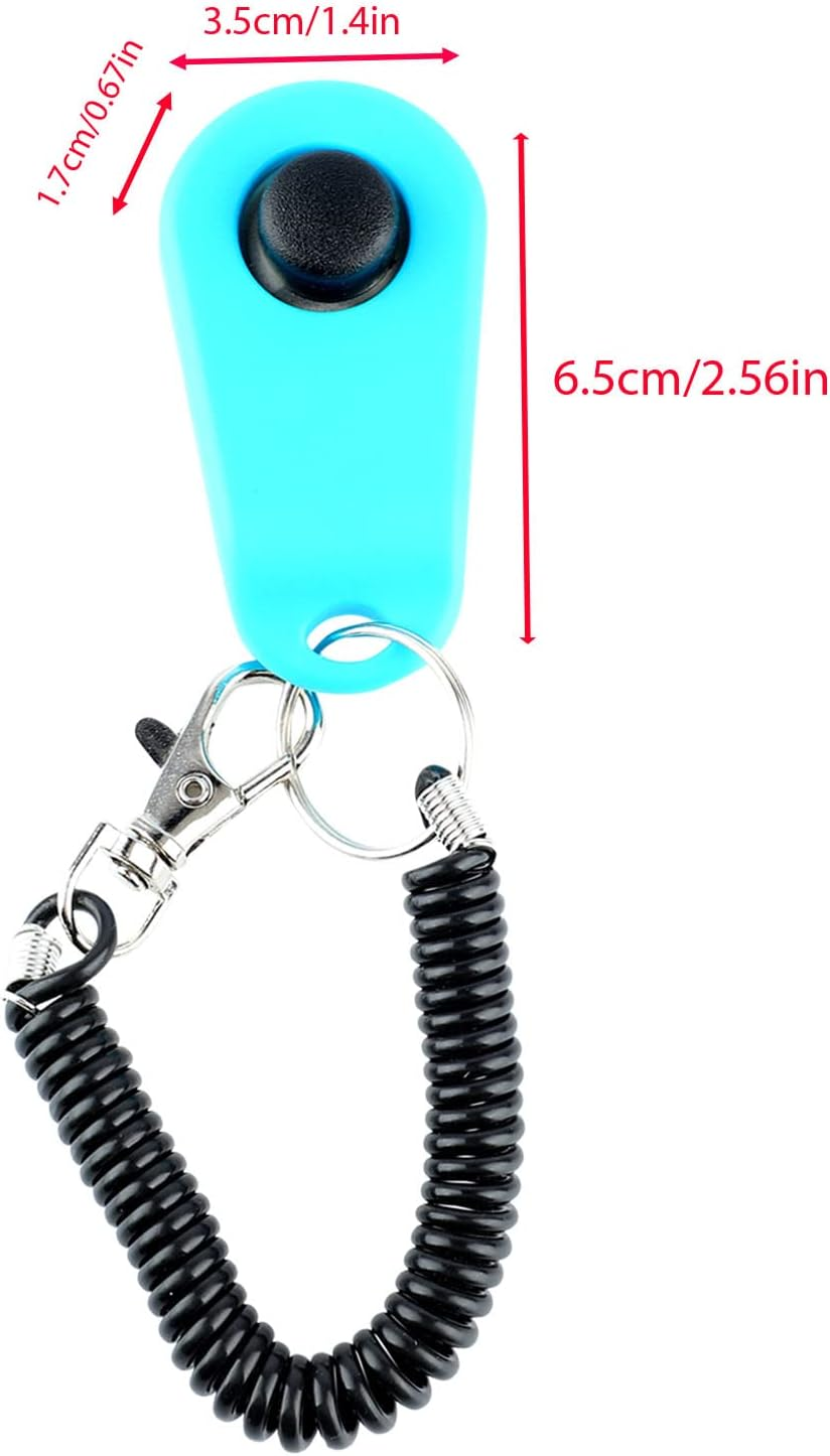 Cat Training Clicker, Portable Pet Training Clicker Stainless Steel Hook Universal Interactive with Wrist Strap for Cats for Training (Sky Blue) image number 1