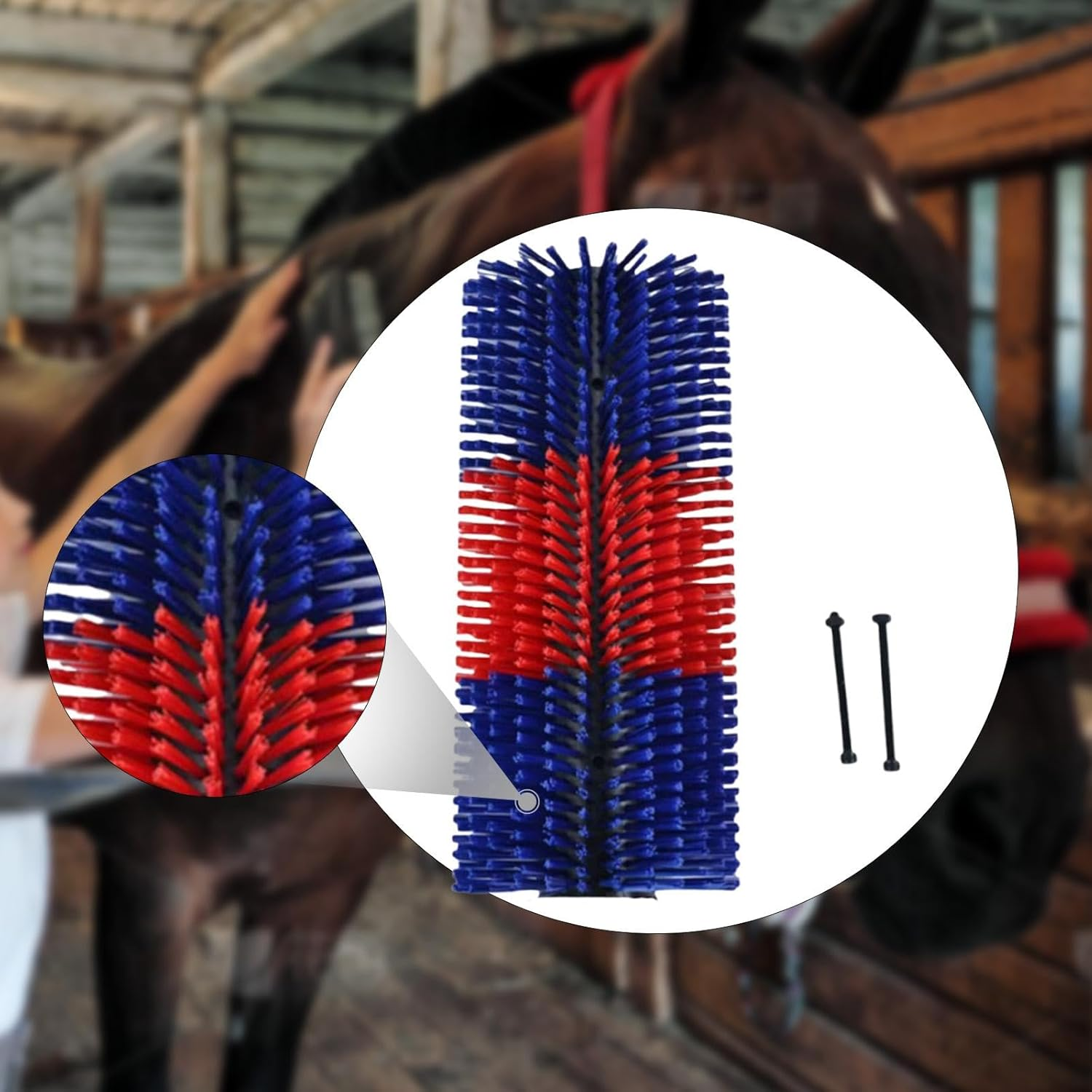 Kowaku Cattle Scratcher Brush, Back Scratching Massage Brush for Animal Back Scratching Post, Red Blue image number 3