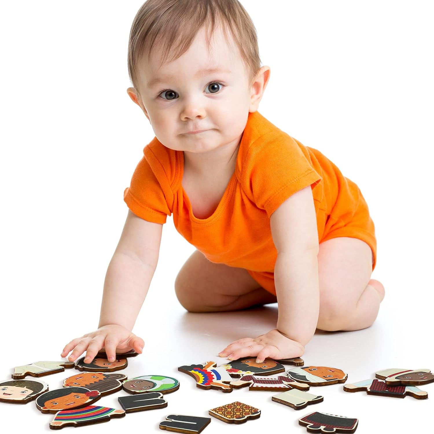 Wooden Puzzles for Toddlers 1-3 Interchangeable Dress up Diversity Peg Puzzle Educational Multicultural World Racial Cognition Toddler Puzzle Learning Mix Match Preschool Puzzle for Kids Boys Girls image number 2