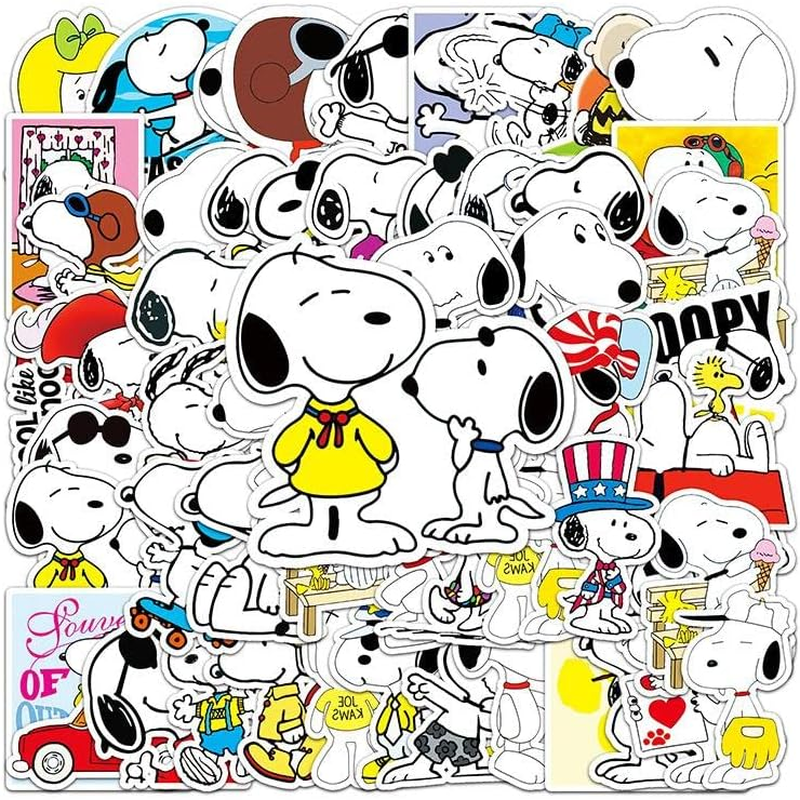 WOA Snoopy and Friends Vinyl Finish Die Cut Stickers Decals for Laptops Phones Phone Case Consoles Walls Luggage Case Books (50 Stickers), Multi, 3-7Cm image number 2