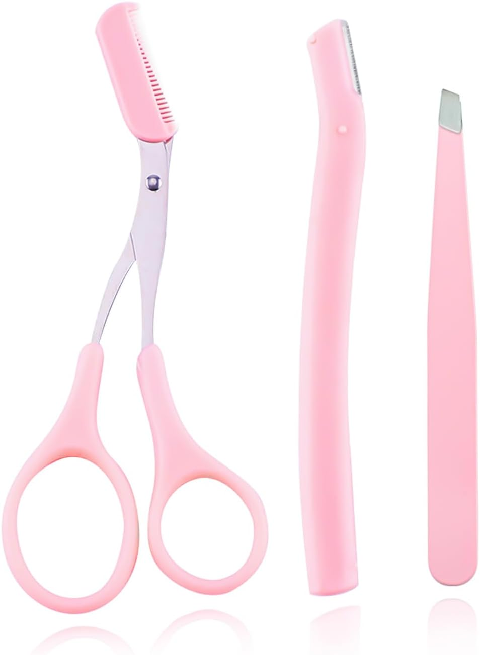 TORMEN Professional Eyebrow Grooming Kit, Eyebrow Scissors with Comb Eyebrow Razor Eyebrow Tweezers for Perfect Eyebrow Shaping, Face Hair Removal Tool for Men and Women(Pink) image number 1