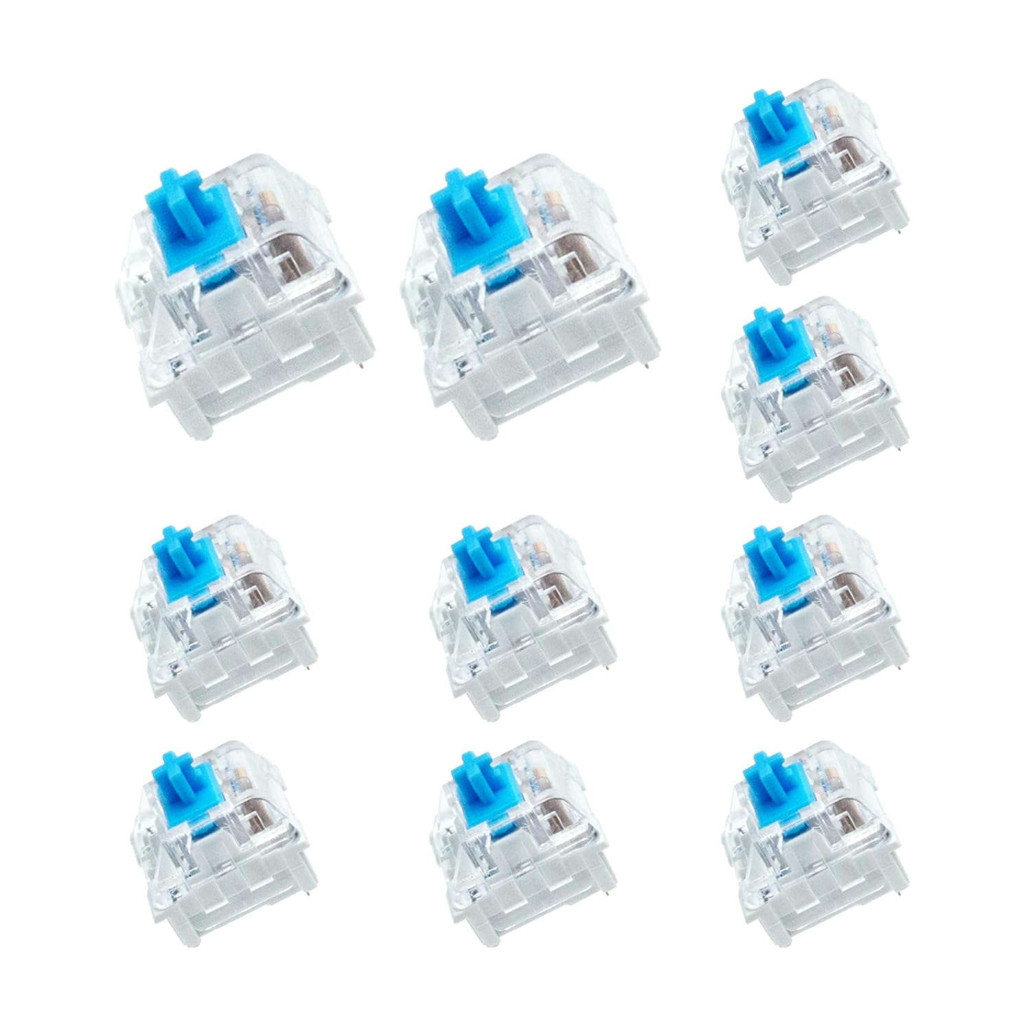 Blingkingdom 10 PCS Blue Switch Replacement 3 PIN Blue Mechanical Keyboard Switches Clicky Accurate Typing, Dustproof Keyboard Switch for LED Keyboard, Mechanical Gaming Keyboard