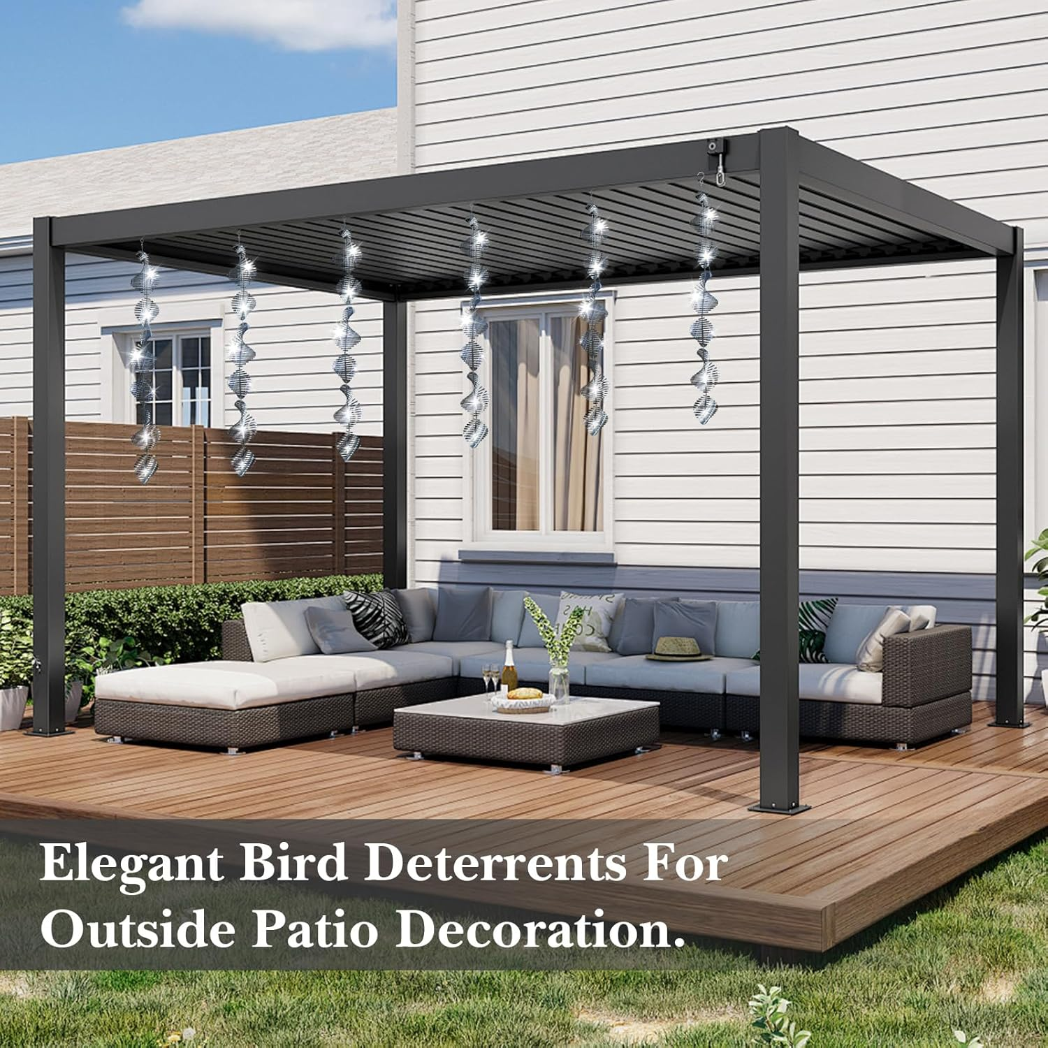 Bird Deterrents for outside Patio, Bird Scare Devices Set Highly Reflective 3D Wind Spinners Outdoor Garden Decor, Bird Reflectors to Keep Birds Away Window Roof Yard Orchards Deck 9 Discs 3 Pcs image number 3