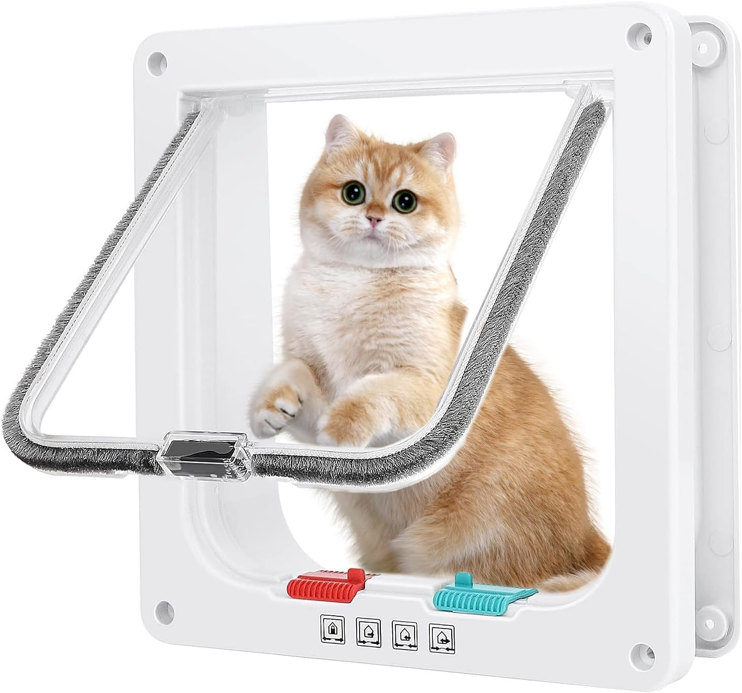 Cat Door, Xlwen Cat Flap, Dog Door, Pet Flap 4 Way, ABS Acrylic Cat Flap Interior Door, Pet Door for Indoor Outdoor Door, Window, Wall, for Cats and Dogs, Weatherproof, Easy Installation image number 6