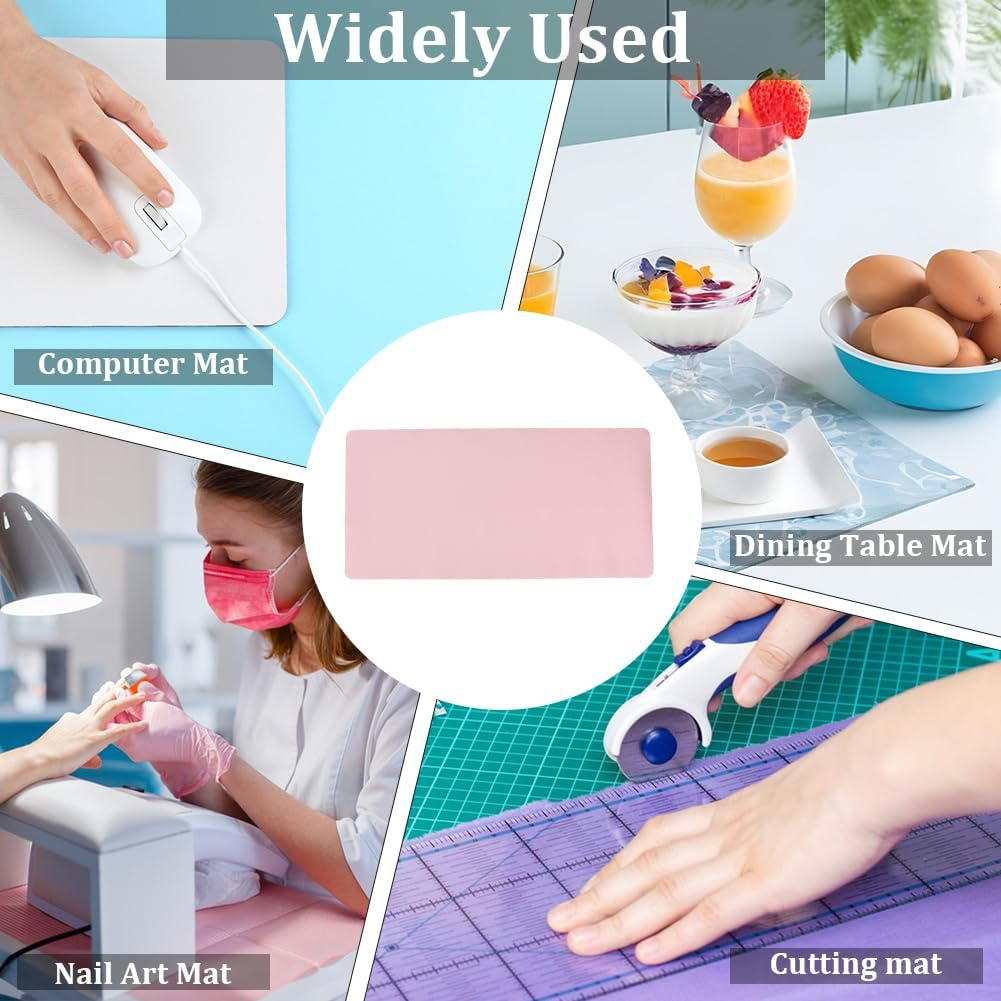 CABODYALS Pink Nail Art Table Mat Foldable Soft Single Side PU Leather Arm Hand Rest Pad Non Slip Waterproof Protective Washable Computer Keyboard Desk Mats for Home Manicure Salon Work Writing - Black image number 2