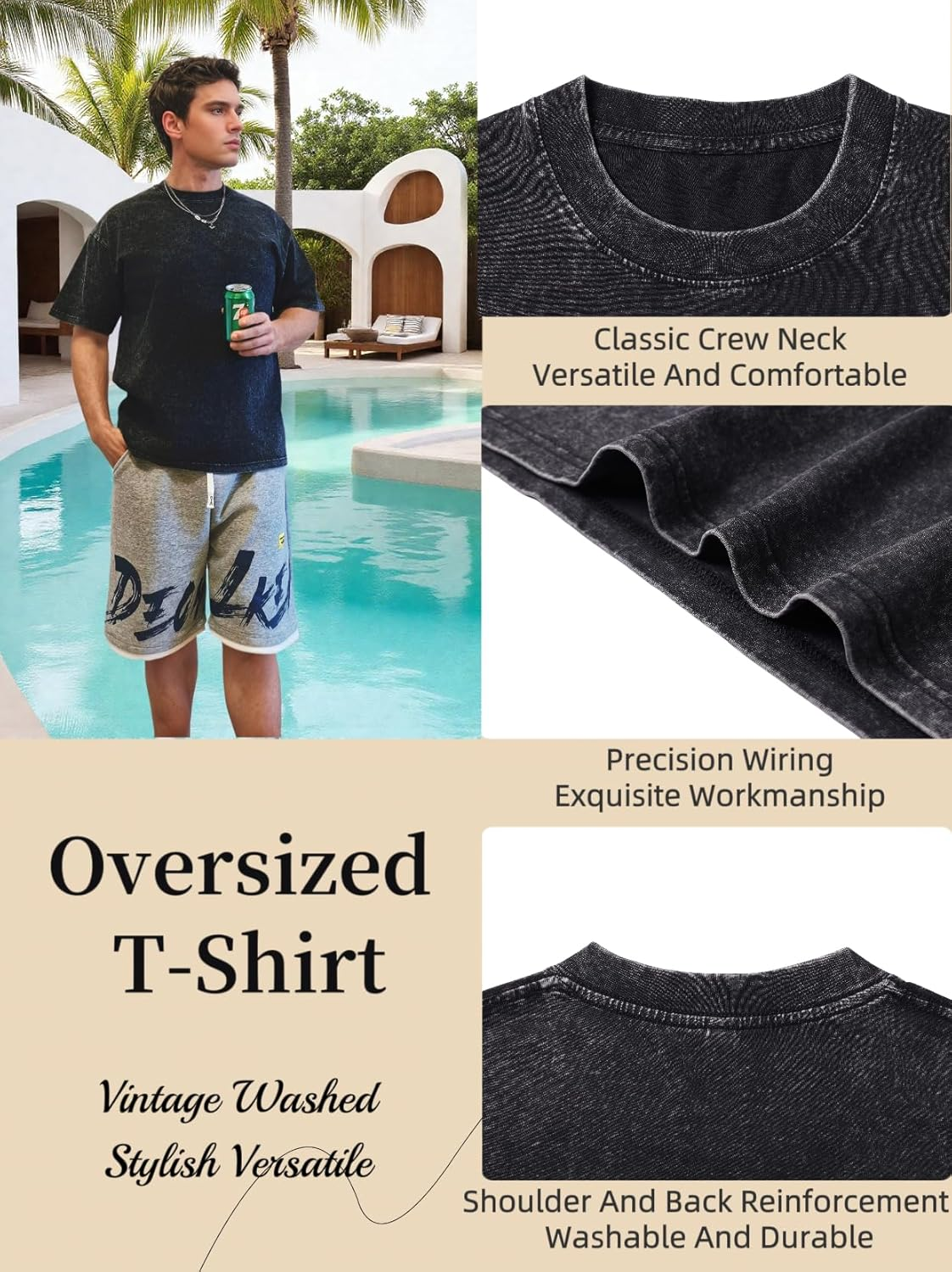 SAN Platina Oversized T Shirt Men Women - 2 Pack Acid Wash Heavy Cotton T Shirts,S-5Xl,Vintage T Shirt,Blue Black T Shirt image number 6