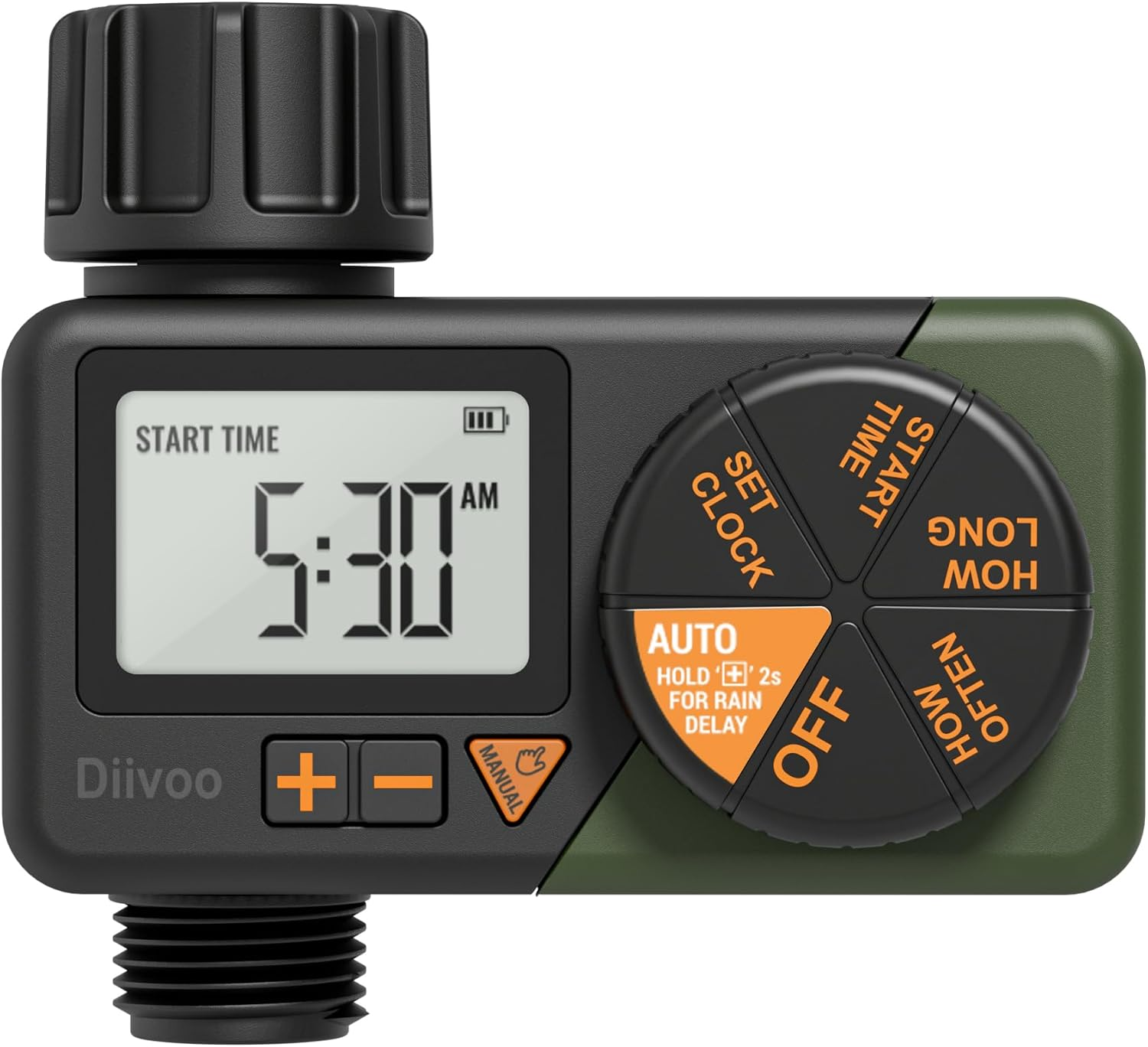 Water Sprinkler Timer, Diivoo Irrigation Timer Tap Timer with Rain Delay and Manual Watering, Water Timer for Lawns and Gardens image number 5