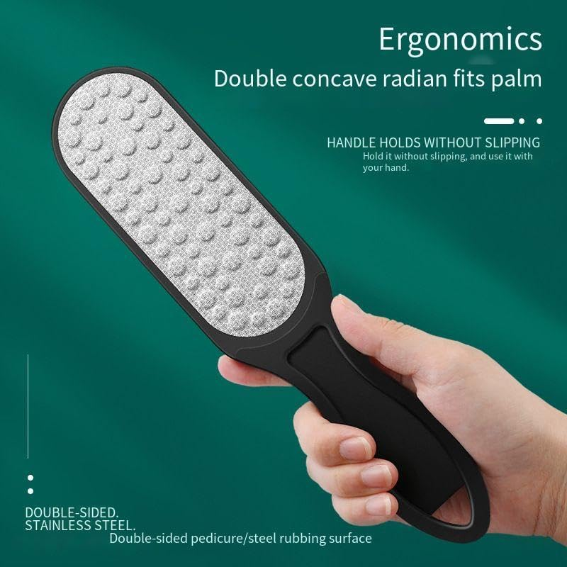 Foot File Double Side Foot Rasp Hard Dead Skin Callus Remover Pedicure Sanding Feet Care File Tool Remove Dead Skin and Calluses Both Dry and Wet Feet Pedicure Foot Rasp Foot File Callus Remover (Black, One Size)