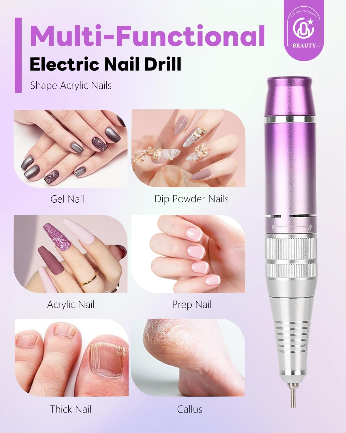 Cozyzen Cordless Professional Nail Drill, 35,000 RPM Rechargeable Electric Nail File, Portable E-File Machine with Extended Battery Life, Lightweight Design for Manicure & Pedicure image number 4