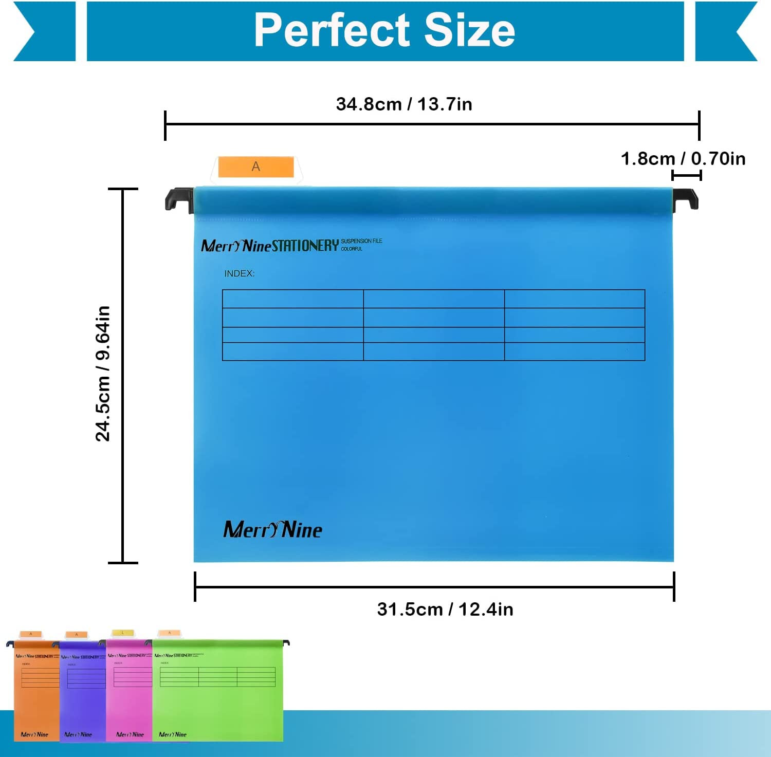 Merrynine A4 Suspension Files, 15PCS Polypropylene Filing Cabinet Suspension Files with Tabs and Card Inserts for School Home Work Office Organization image number 1