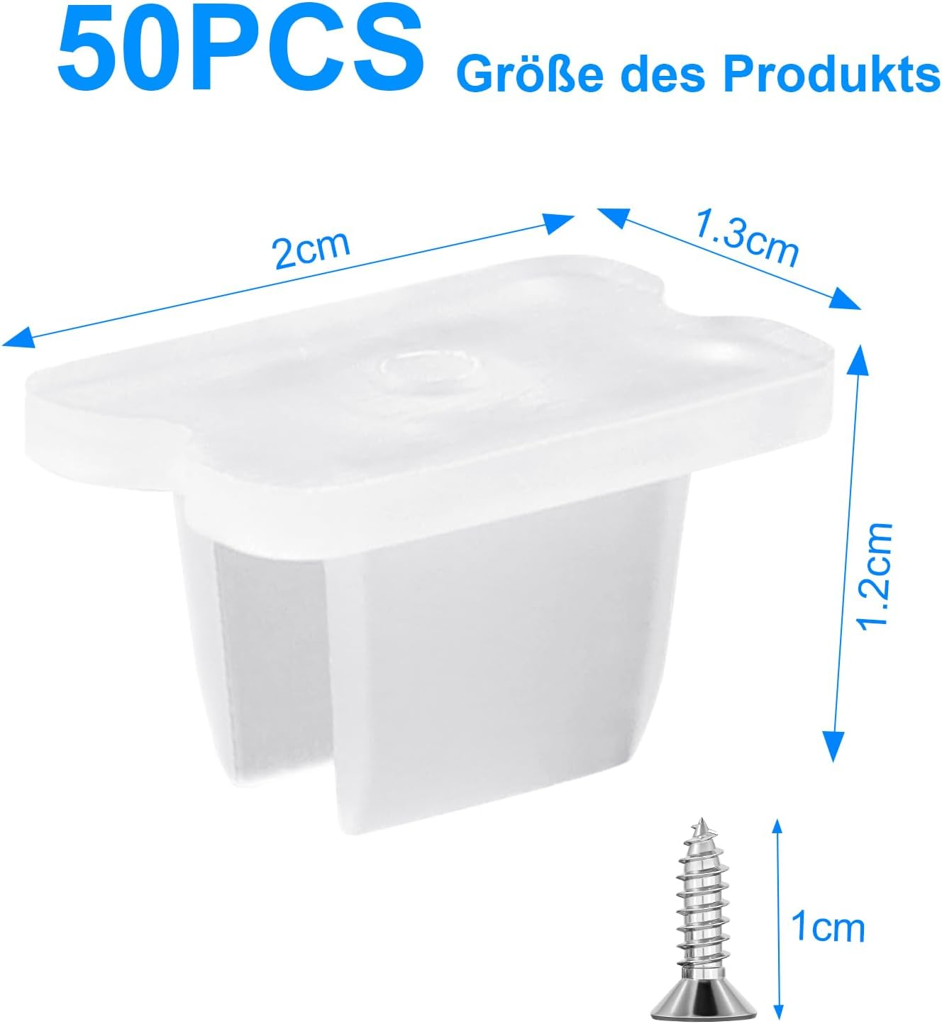 VOSSOT Pack of 50 Waterproof LED Light Strip Clips, Mounting Bracket Clips, Suitable for 5 Mm to 6 Mm Silicone LED Strip Holder, Includes Screws, Translucent image number 4